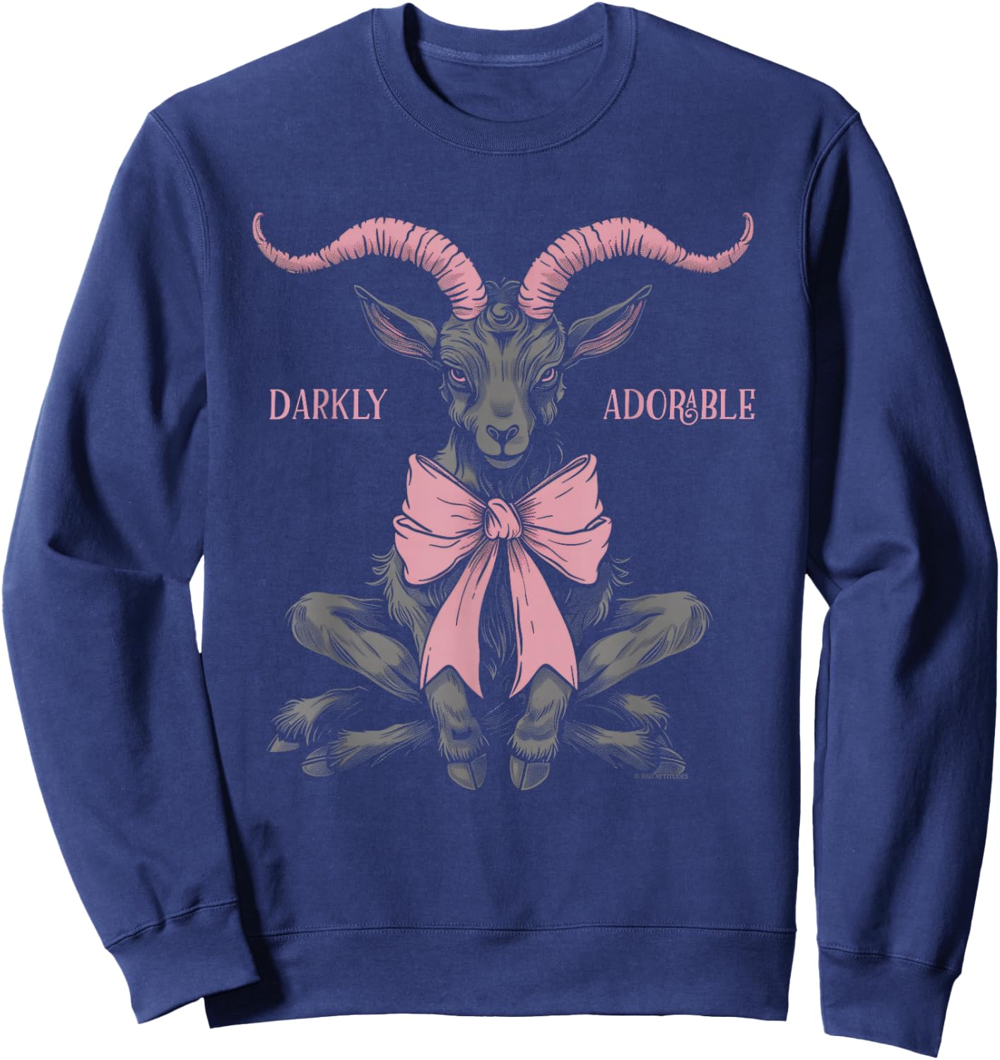 Coquette Goth Aesthetic Baphomet Bow Darkly Adorable Sweatshirt - Sweatshirt | Navy