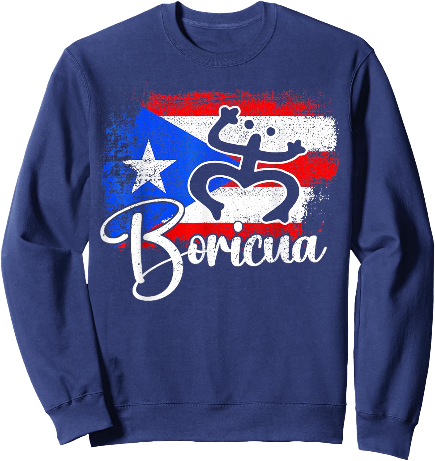 Boricua Puerto Rico Flag Puerto Rican Frog Men Women Kids Sweatshirt - Sweatshirt | Navy