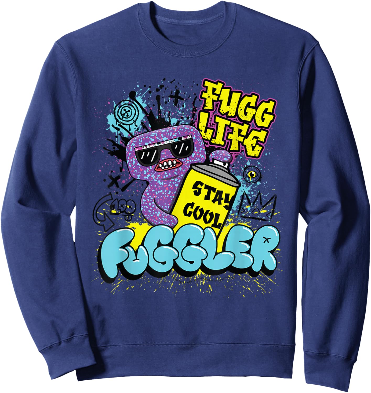 Fuggler Squidge Fugg Life Graffiti Spray Can Sweatshirt - Sweatshirt | Navy