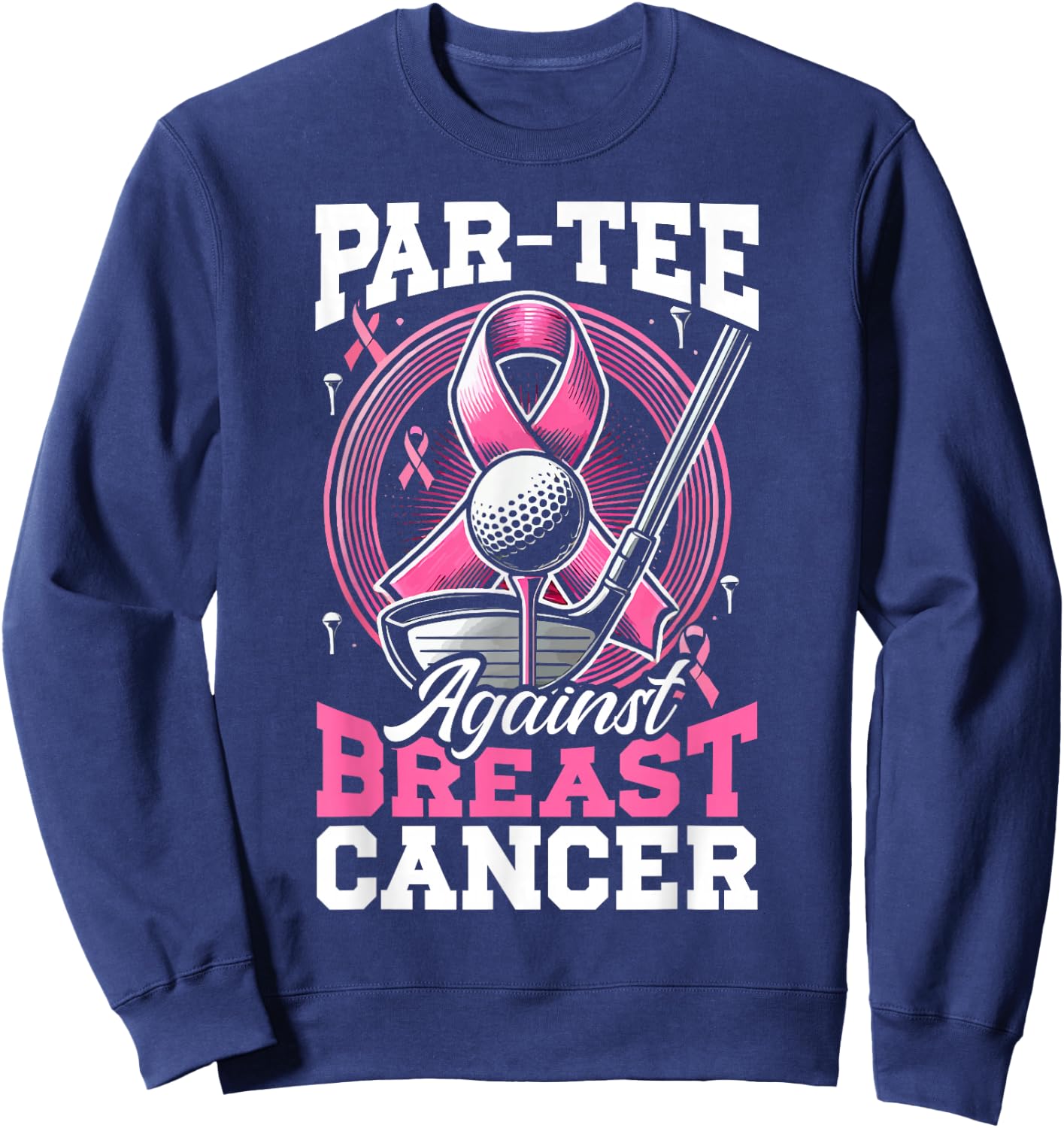 Golf Breast Cancer Awareness Month Golfer Pink Ribbon Sweatshirt - Sweatshirt | Navy