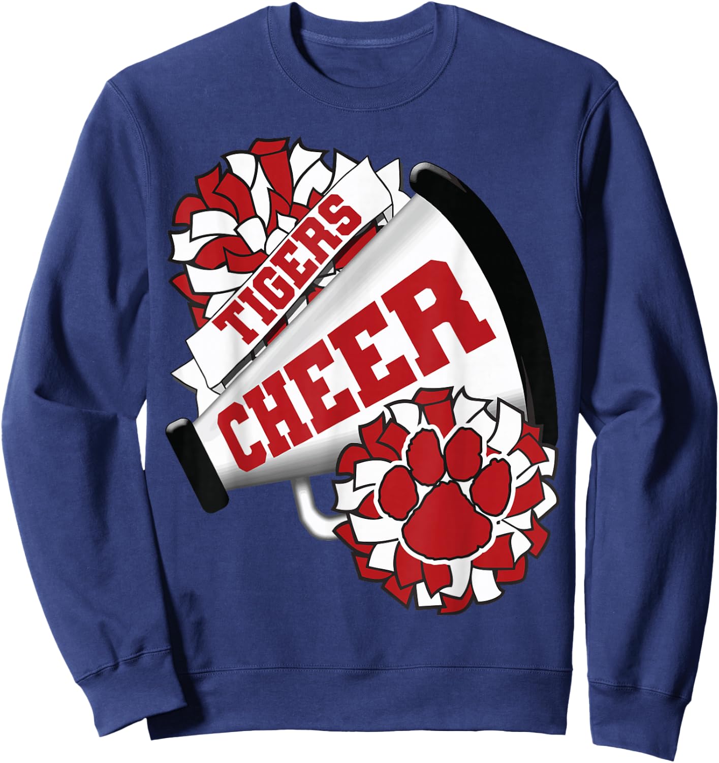 Tigers Cheerleading Back To School Cheer Team Spirit Red Sweatshirt - Sweatshirt | Navy