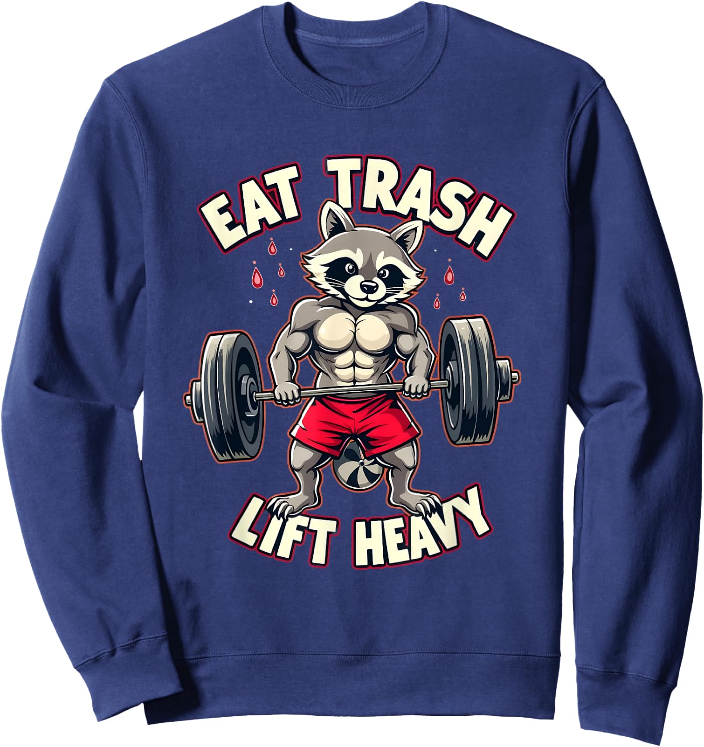 Eat Trash Lift Heavy Racoon Gym and Fitness Funny Racoon Sweatshirt - Sweatshirt | Navy