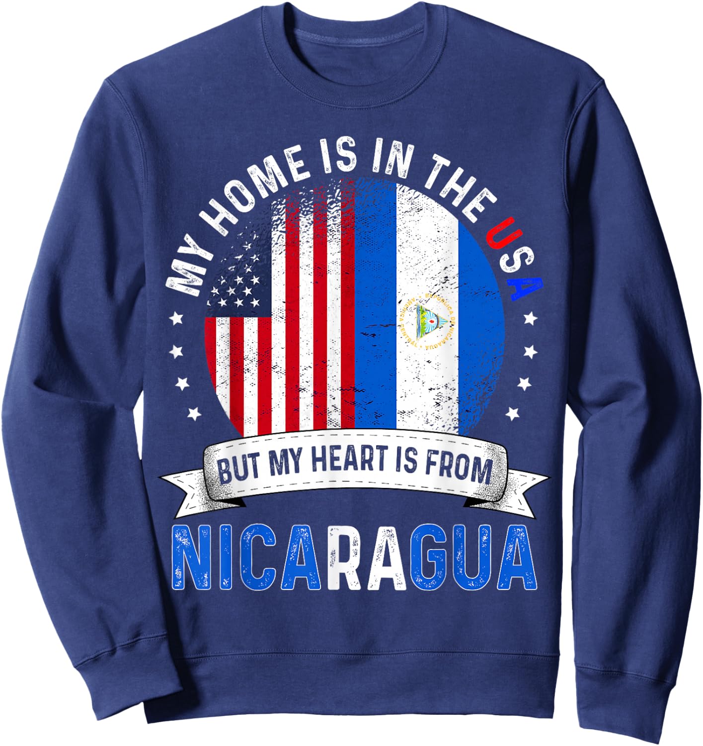 Nicaraguan American Patriot Heart is from Nicaragua Flag Sweatshirt - Sweatshirt | Navy
