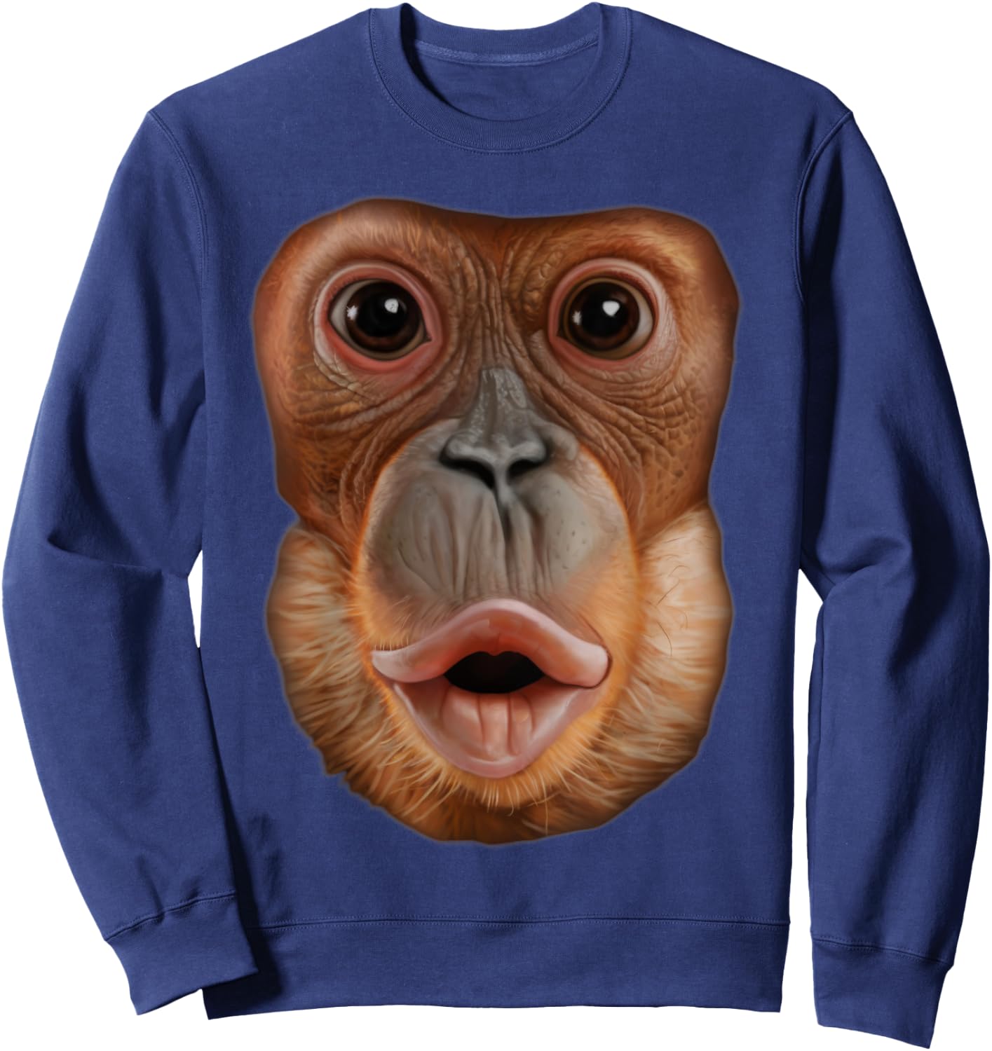 Monkey Stomach Funny Meme Ape Gorilla Sweatshirt - Sweatshirt | Navy