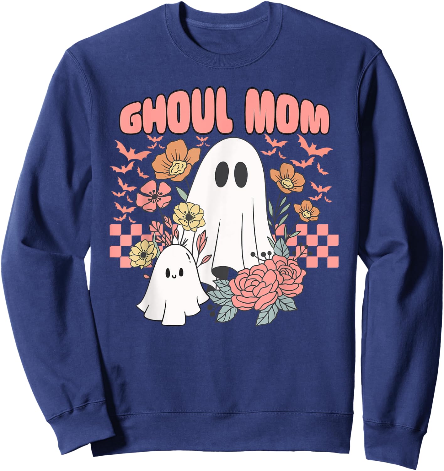 Ghoul Mom Halloween Ghost Spooky Season Retro Mama Sweatshirt - Sweatshirt | Navy