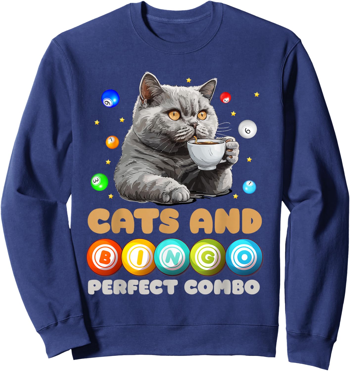 Bingo Player Cats and Bingo Perfect Combo Funny Sweatshirt - Sweatshirt | Navy