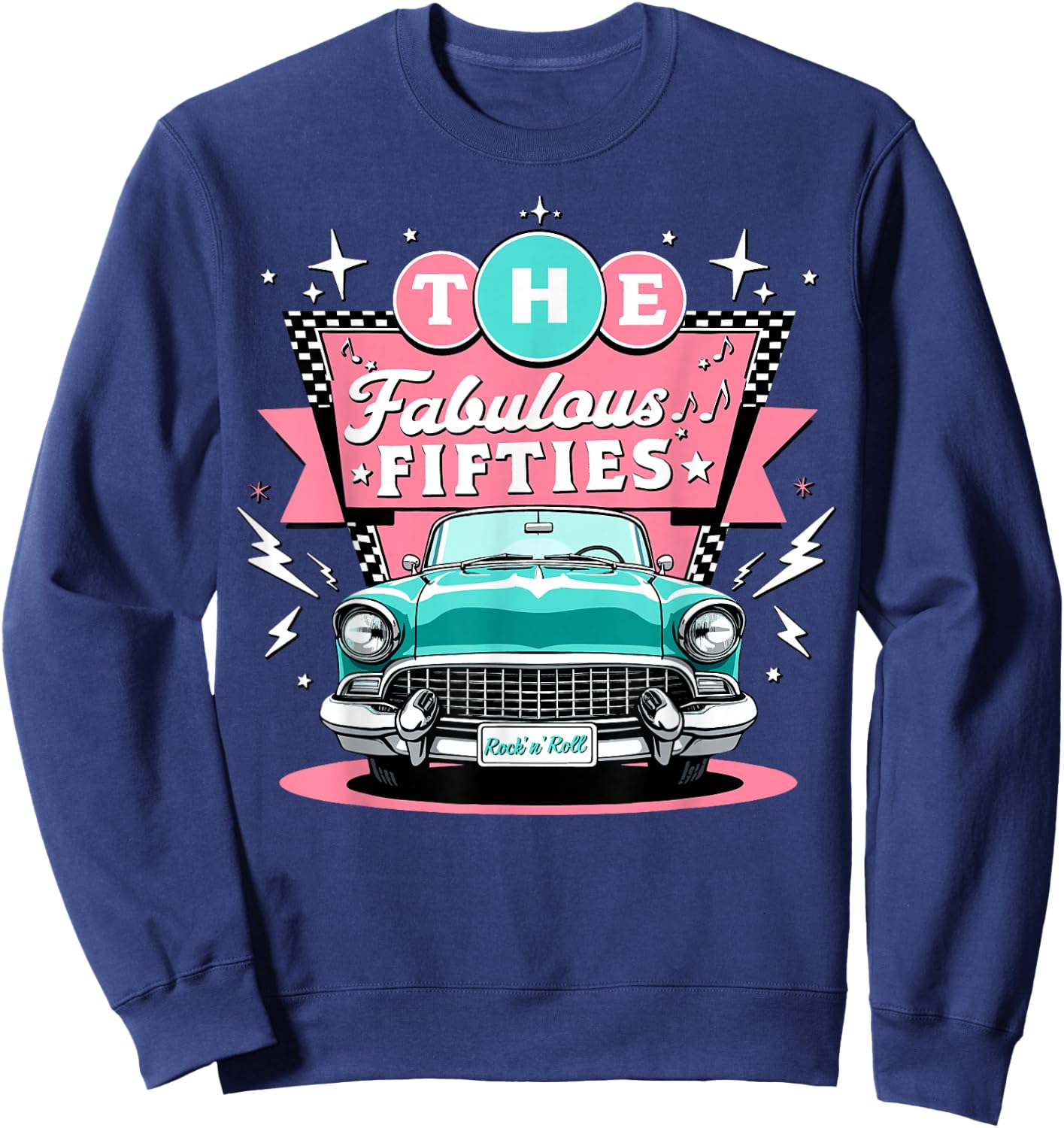 The Fifties 1950s Car Music Sock Hop Rockabilly Sweatshirt - Sweatshirt | Navy