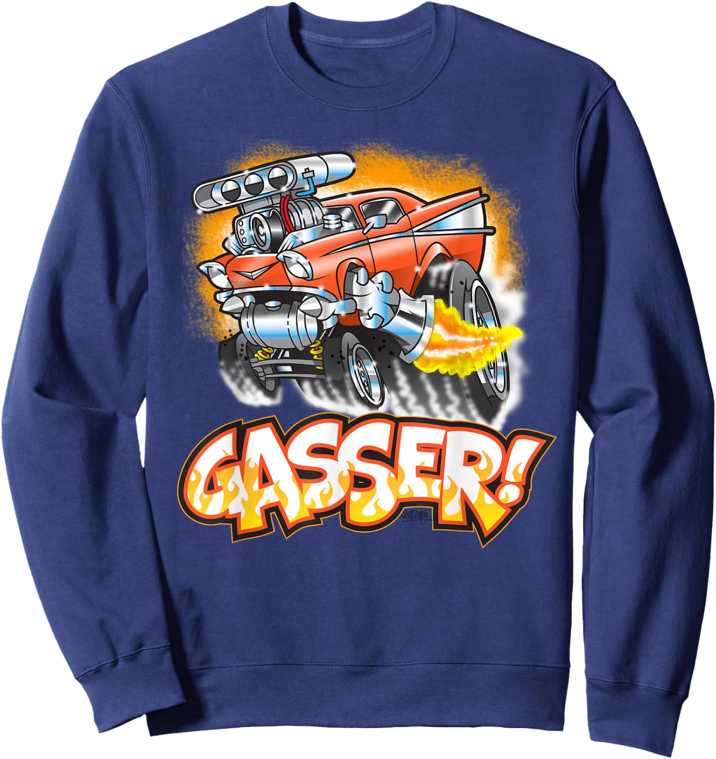Hot Rod Gasser 57 Drag Racing Street Blown Car Sweatshirt - Sweatshirt | Navy