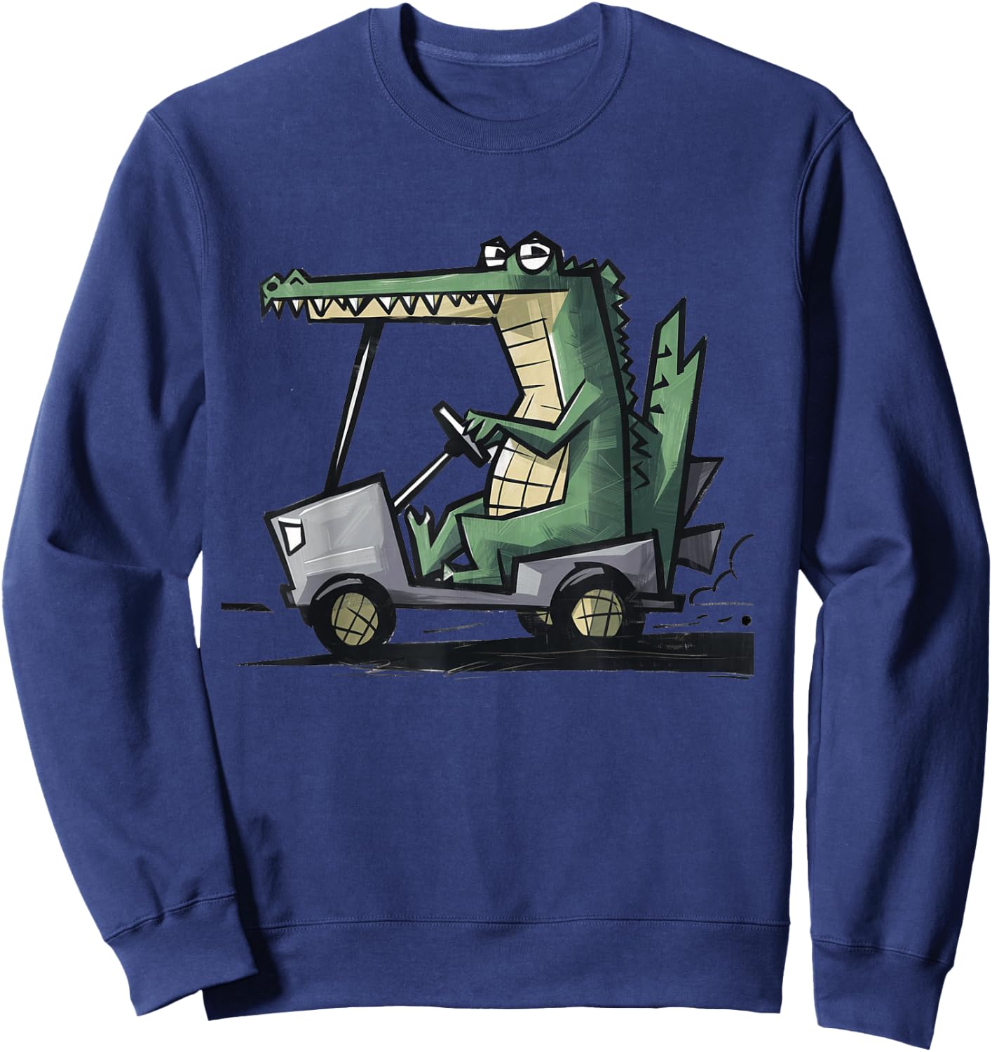 Smileteessports Funny Alligator Driving Golf Cart Golfing Sweatshirt - Sweatshirt | Navy