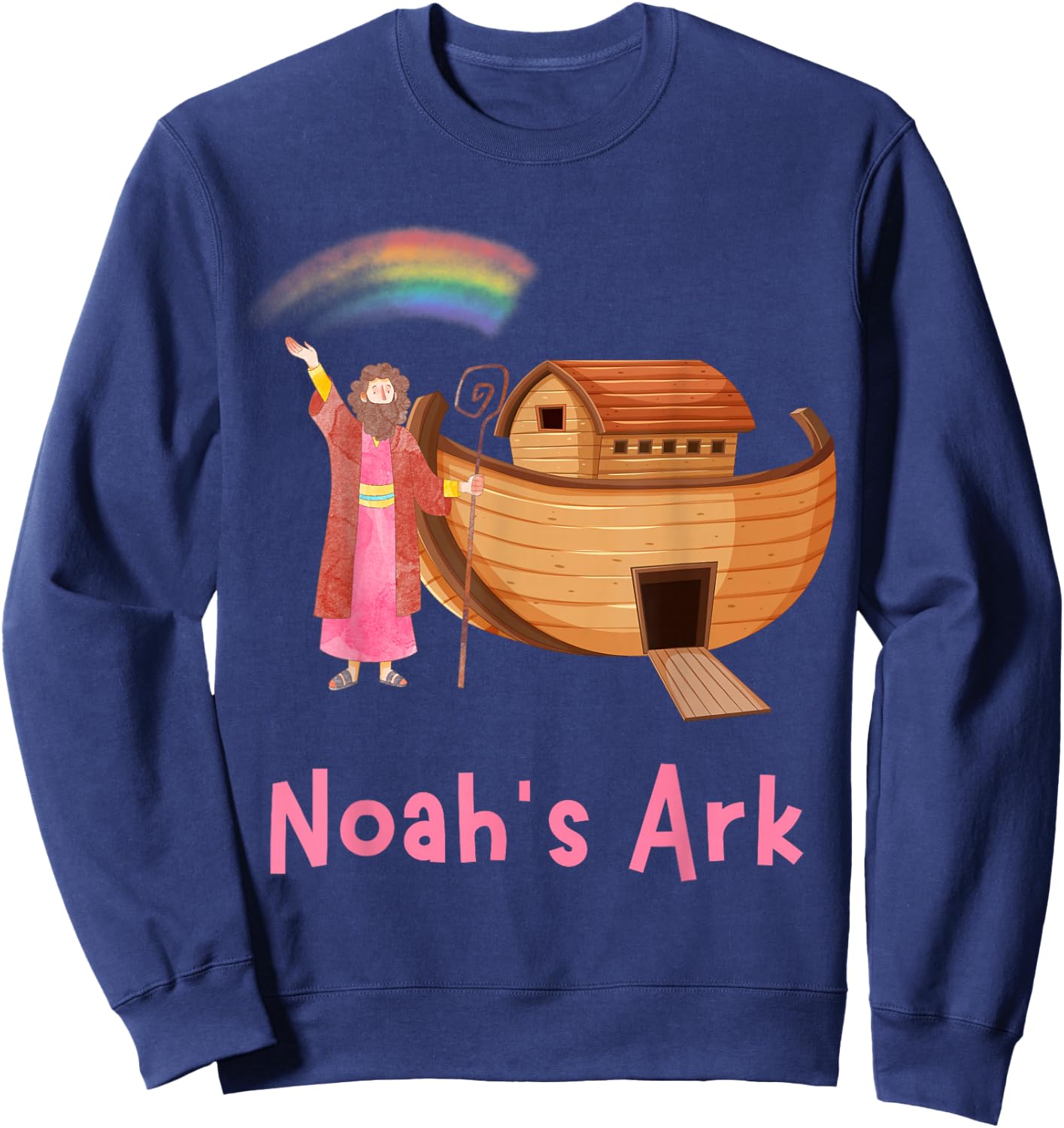 Kids Faith Bible Stories Pink Noah's Ark Girls Toddler Teen Sweatshirt - Sweatshirt | Navy
