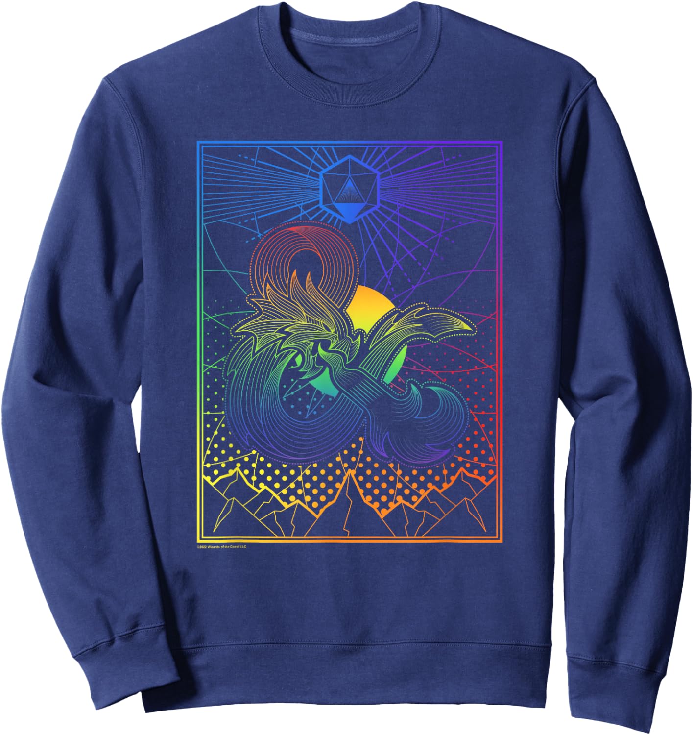 Dungeons & Dragons Geo Dice Rainbow Pride Poster Sweatshirt - Sweatshirt | Navy