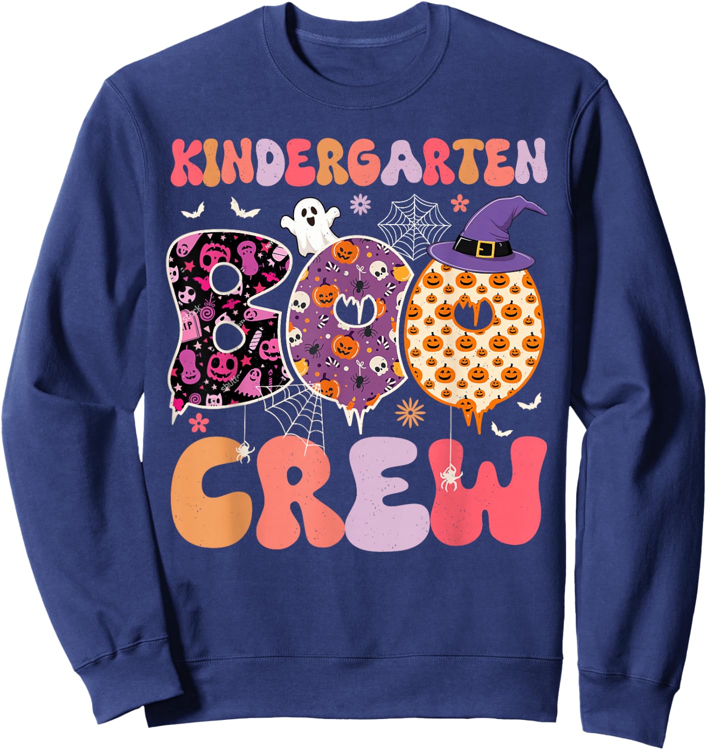 Kindergarten Boo Crew Funny Halloween Spooky Teacher Kids Sweatshirt - Sweatshirt | Navy