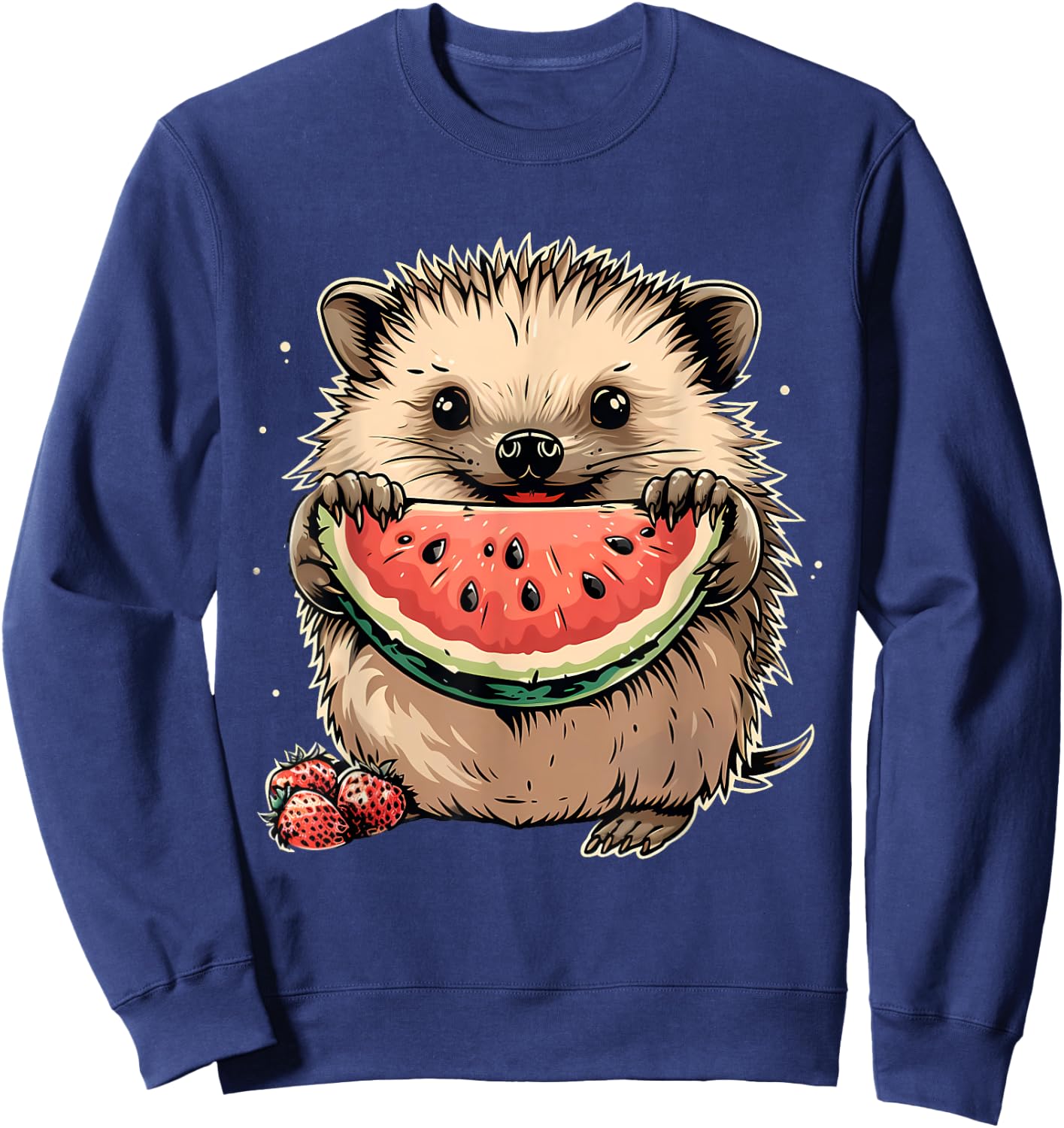 Watermelon Hedgehog Watermelons Fruit Artwork Strawberry Sweatshirt - Sweatshirt | Navy