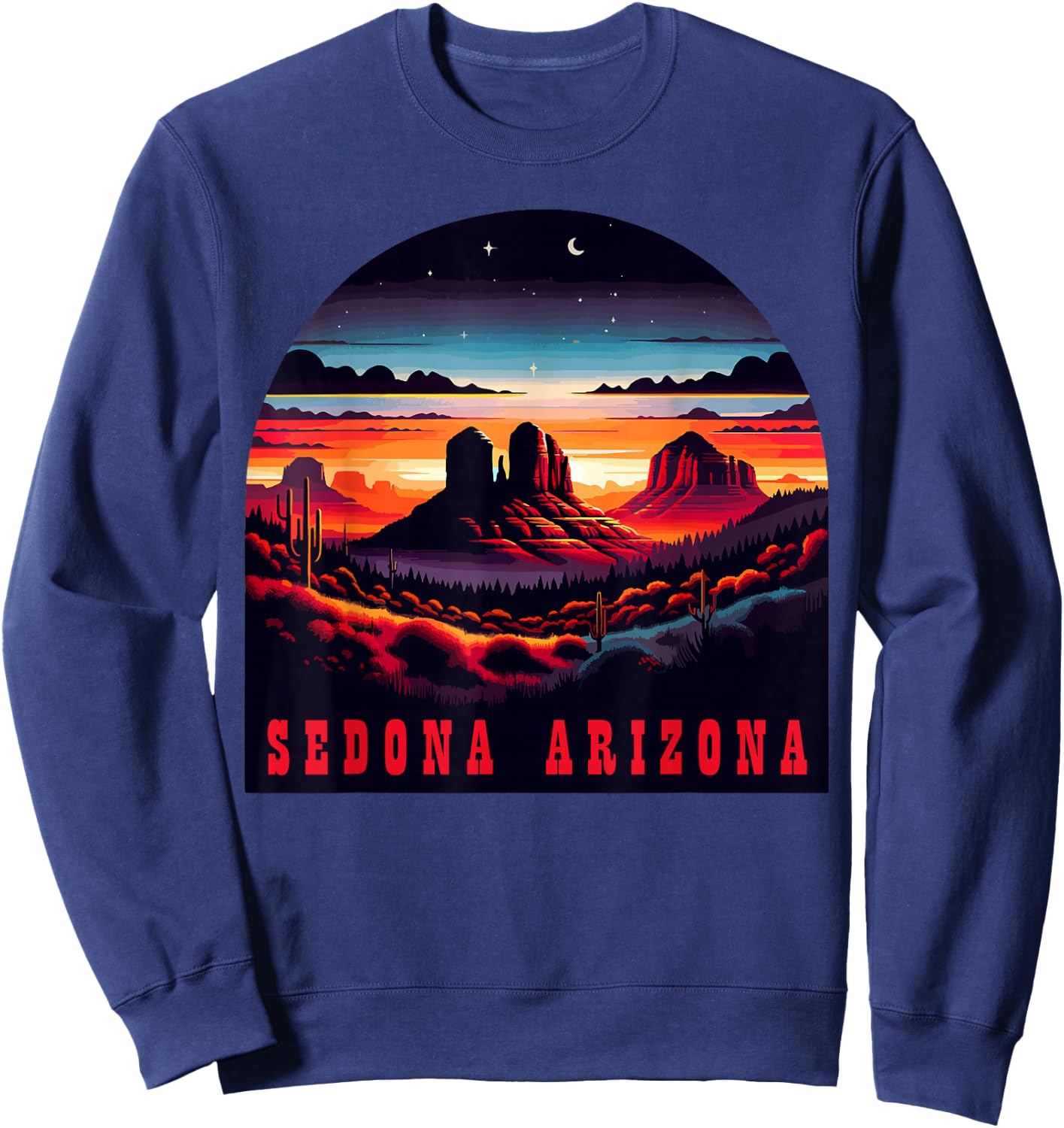 Sedona AZ Hiking Outdoors Mountain Sedona USA Retro Vintage Sweatshirt - Sweatshirt | Navy