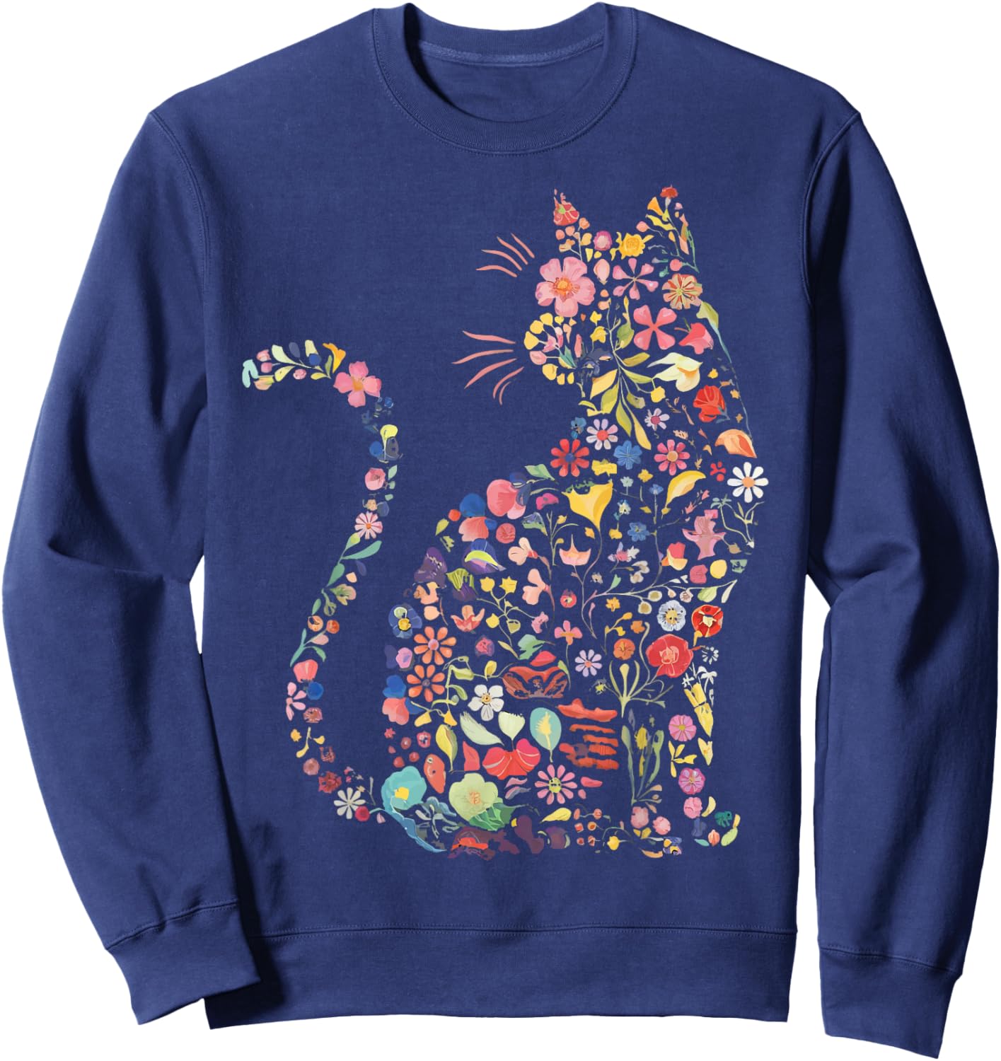 Floral Cat Sweatshirt - Sweatshirt | Navy