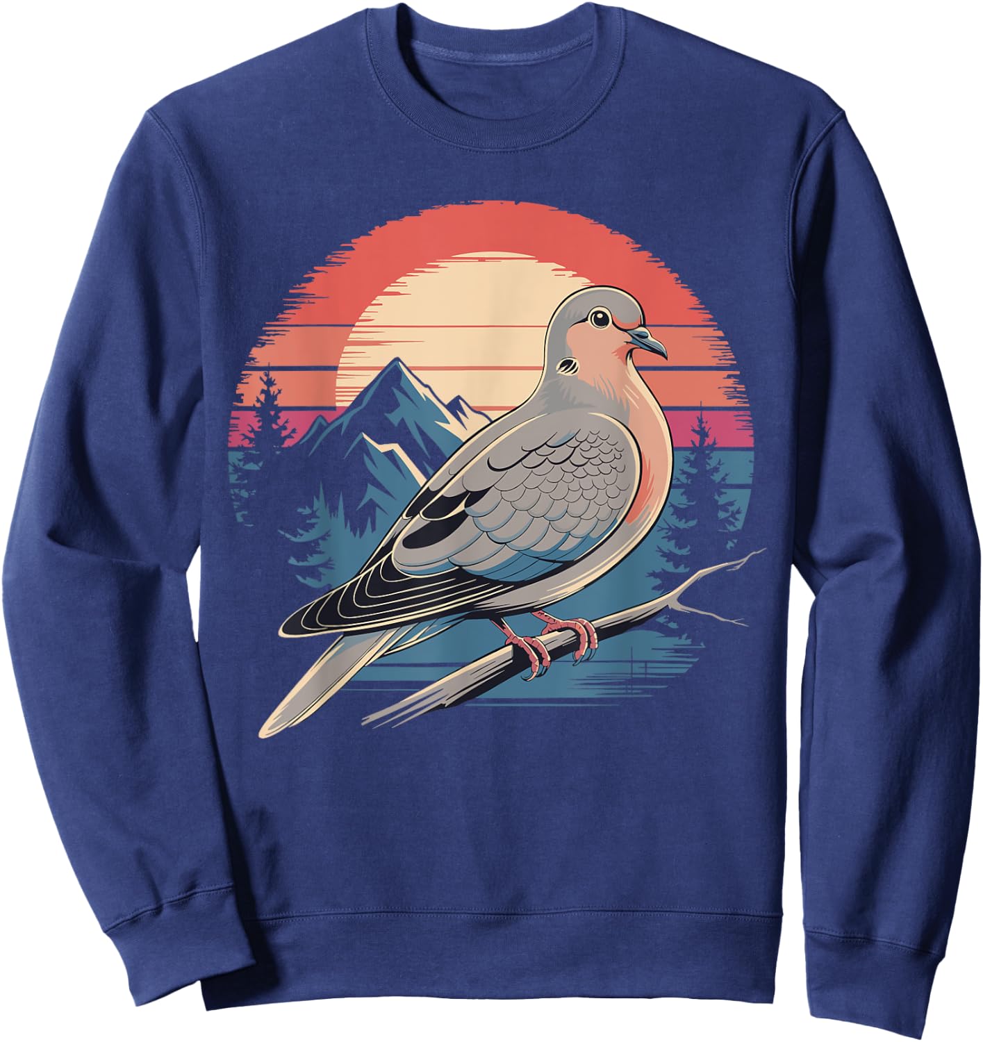 Mourning Dove Bird Lover Vintage Retro Sunset Bird Watching Sweatshirt - Sweatshirt | Navy