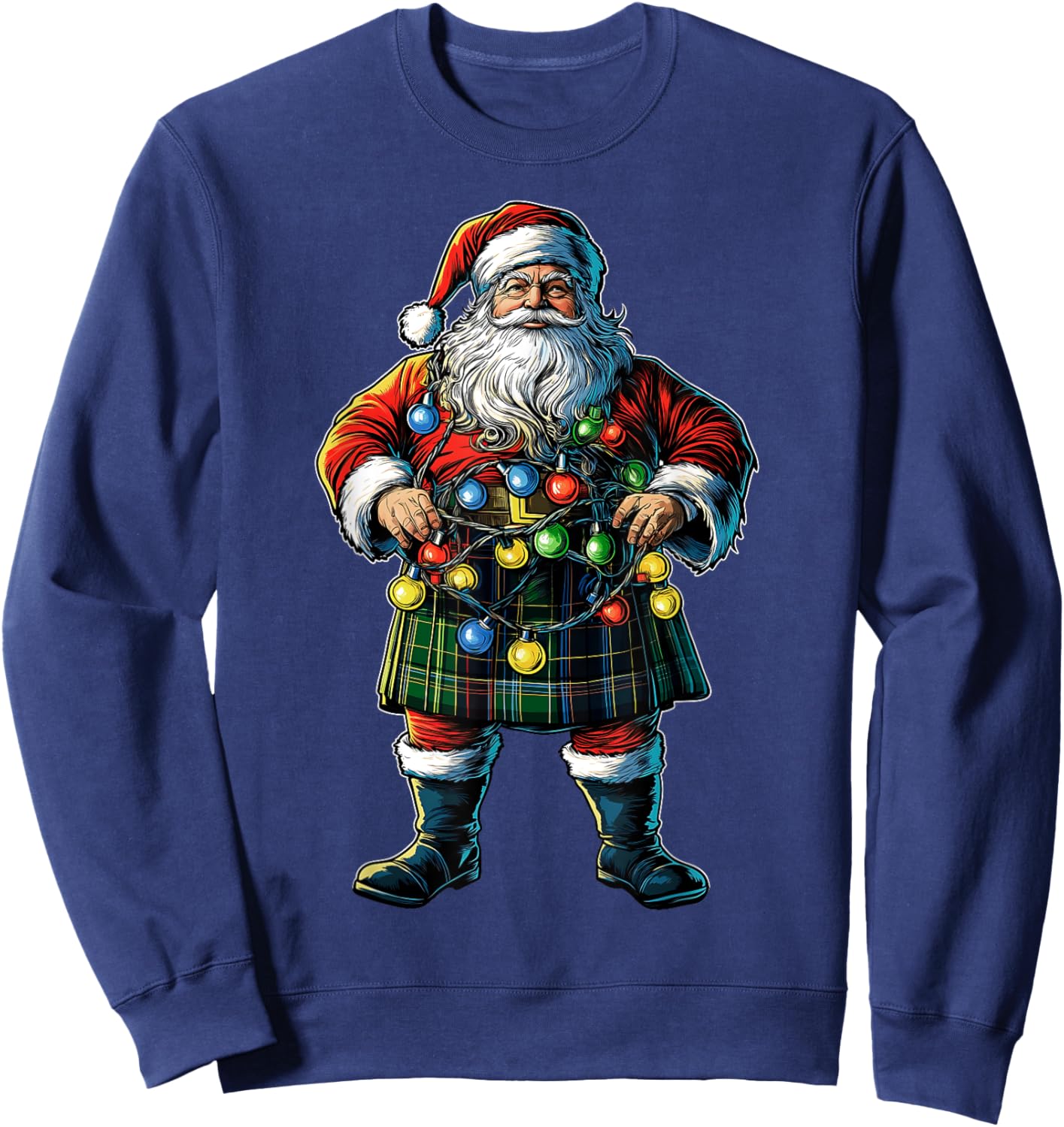 Santa Claus Scottish Kilt Scotland Christmas Hat Xmas Sweatshirt - Sweatshirt | Navy