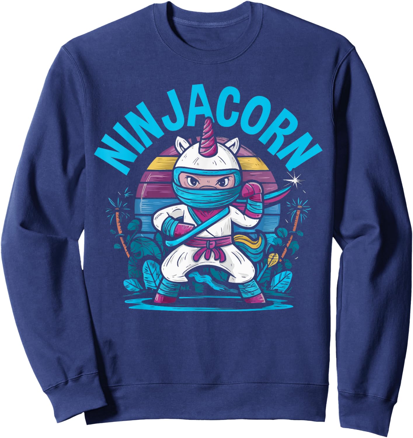 Ninjacorn Unicorn Lover Shuriken Kunai Shinobi Ninja Sweatshirt - Sweatshirt | Navy