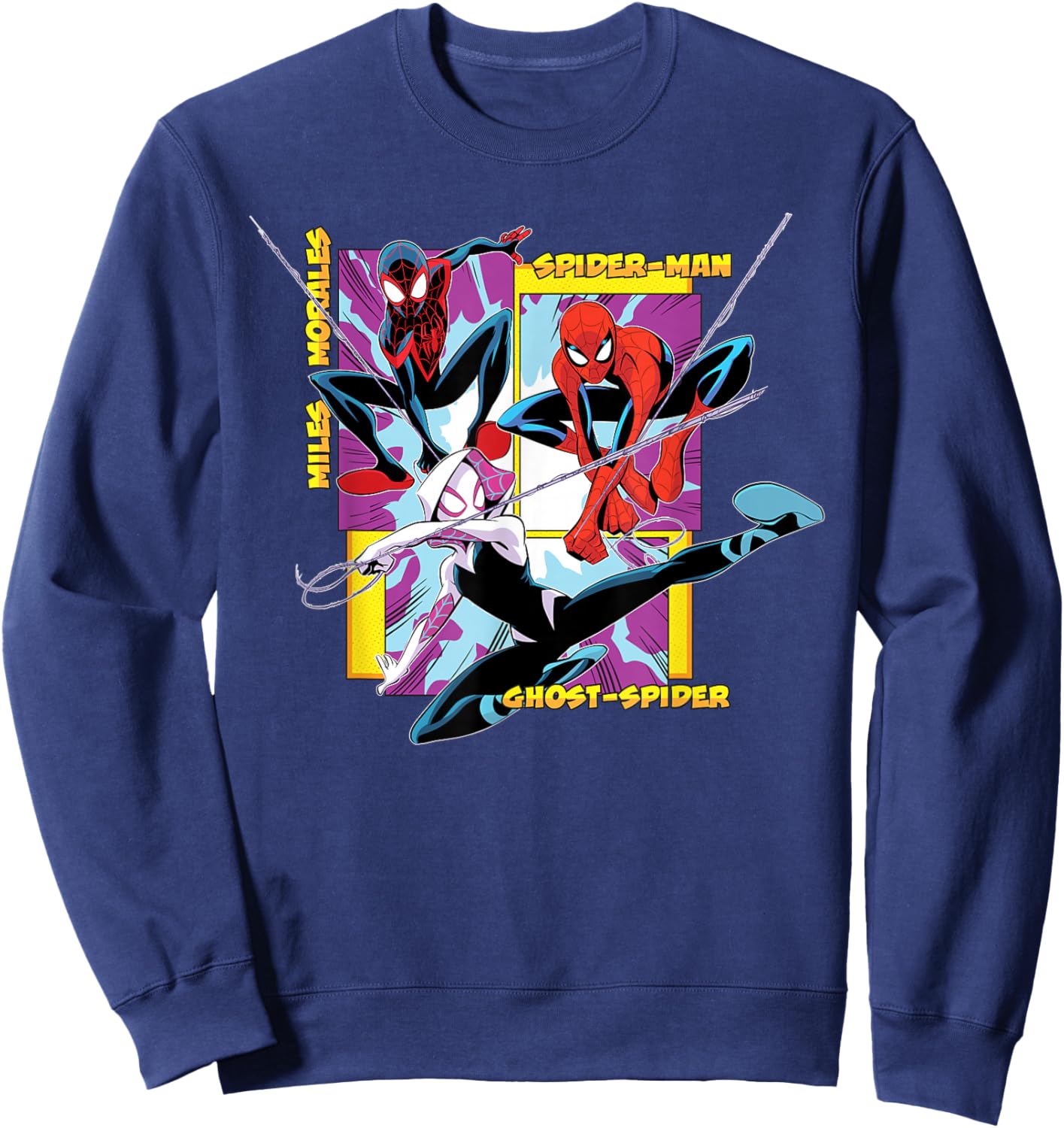 Marvel Spider-Man Miles Morales Ghost-Spider Web-Swing Trio Sweatshirt - Sweatshirt | Navy