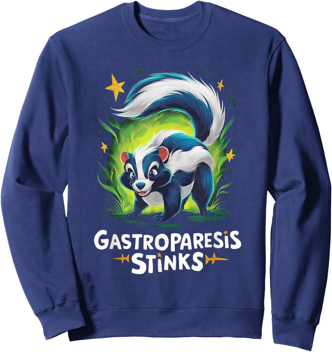 Gastroparesis Stinks Funny Skunk Gastroparesis Awareness Sweatshirt - Sweatshirt | Navy