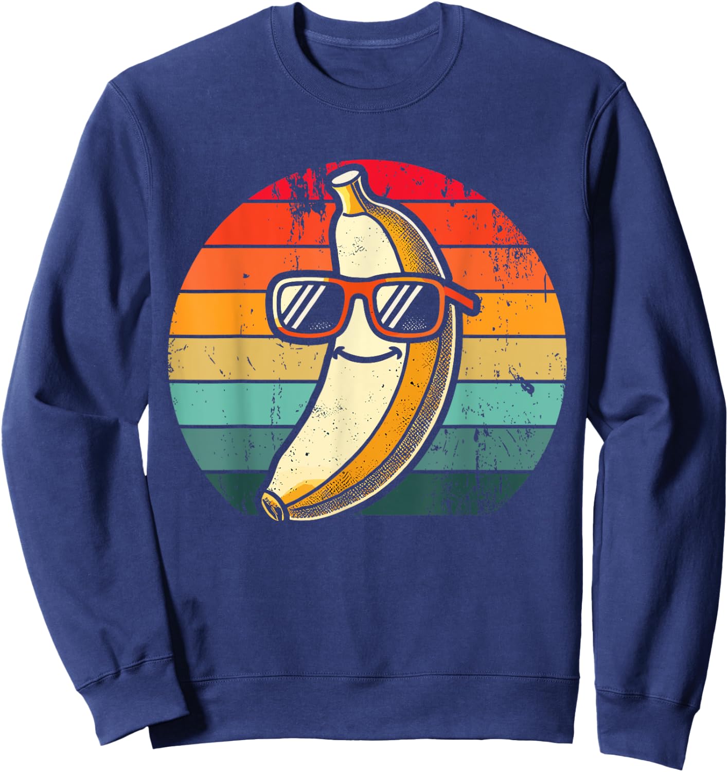 Retro Banana Novelty Men Women Kids Funny Banana Sweatshirt - Sweatshirt | Navy