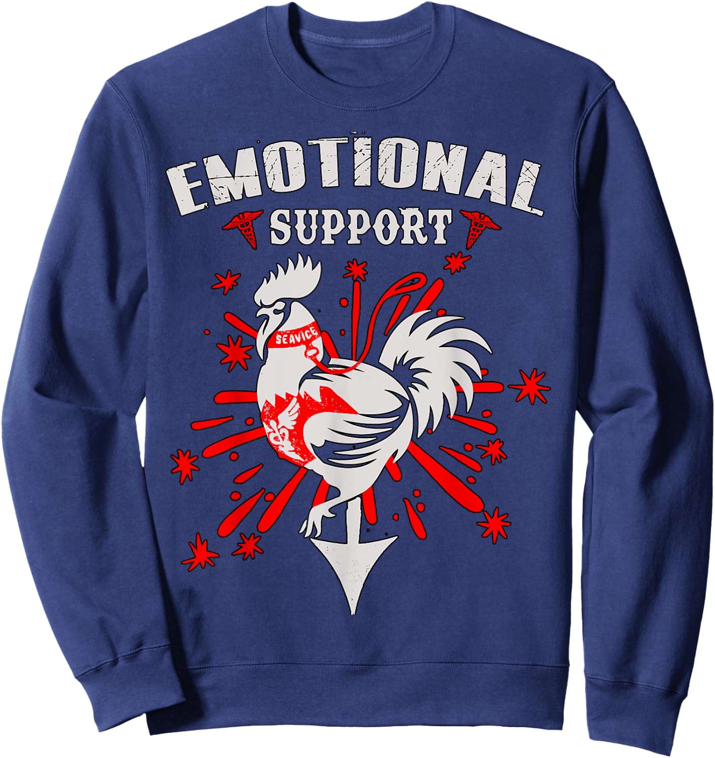Emotional Support Shirt Chicken Emotional Support Cock Sweatshirt - Sweatshirt | Navy