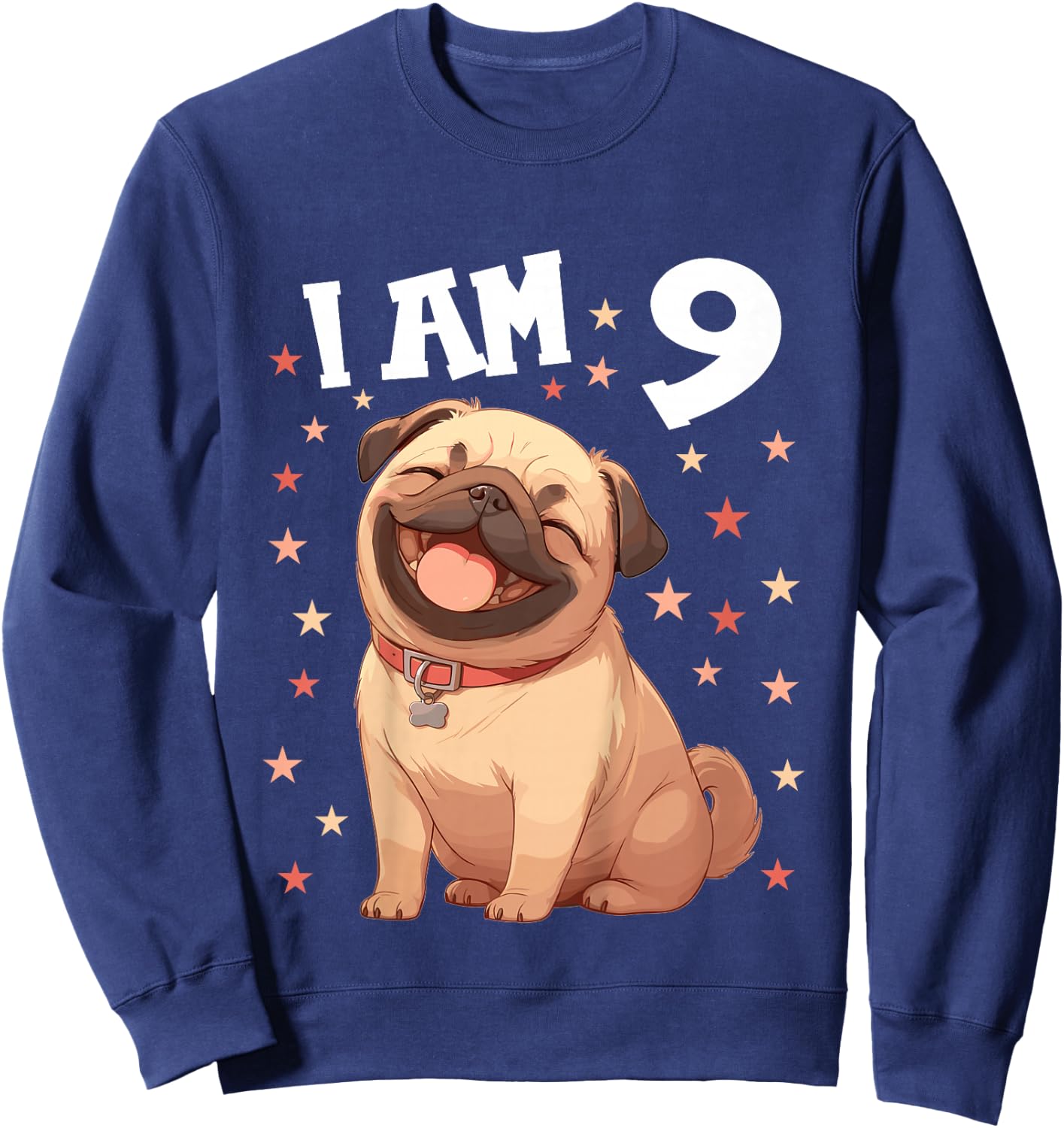 Kids 9 Years old 9th birthday Pugs Pug Sweatshirt - Sweatshirt | Navy