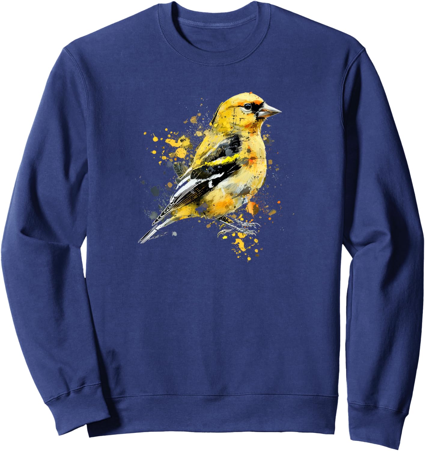 American Goldfinch Watercolor, Birdwatching Sweatshirt - Sweatshirt | Navy