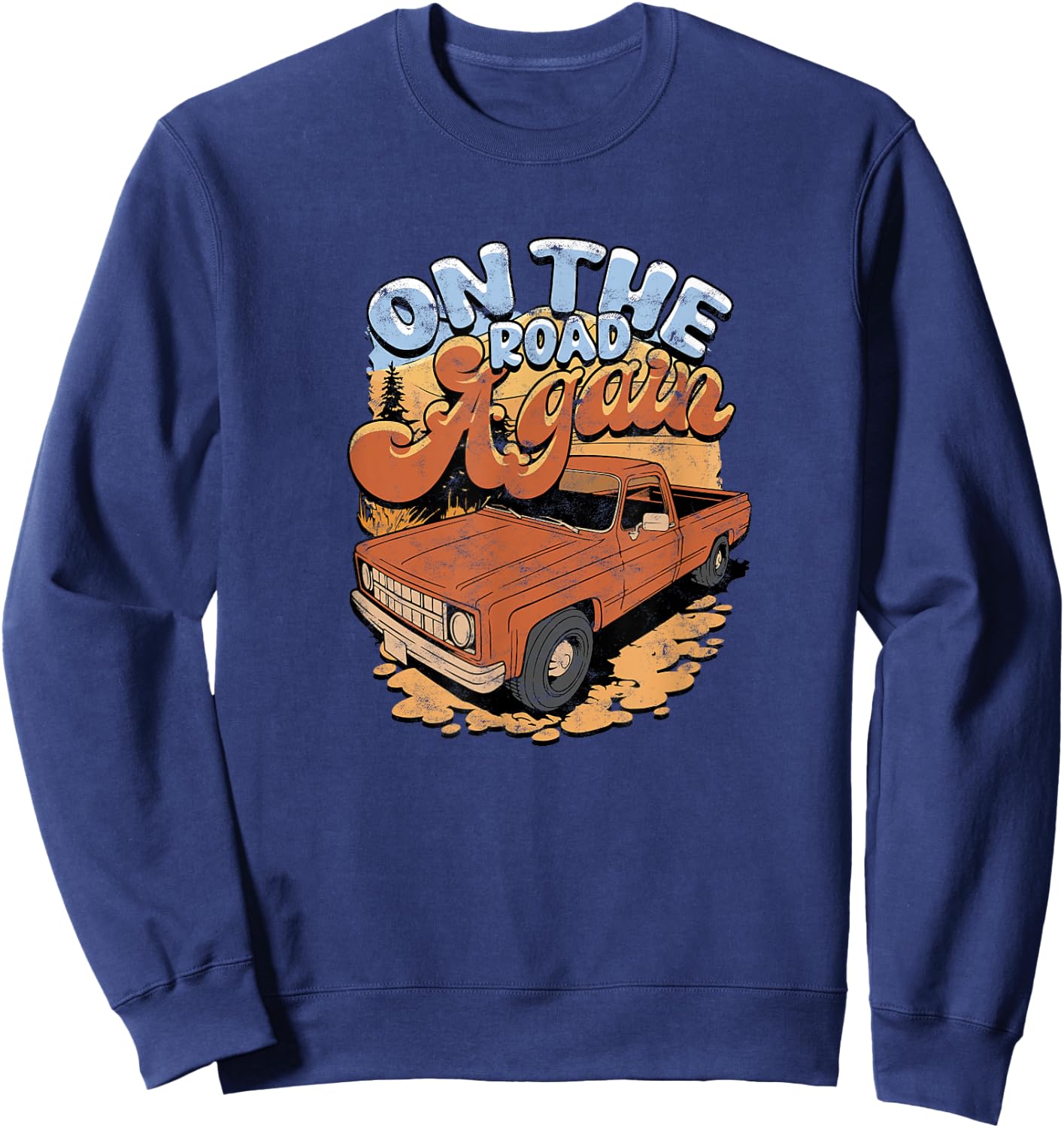 Travel Adventures On The Road Again , Small, Black Sweatshirt - Sweatshirt | Navy