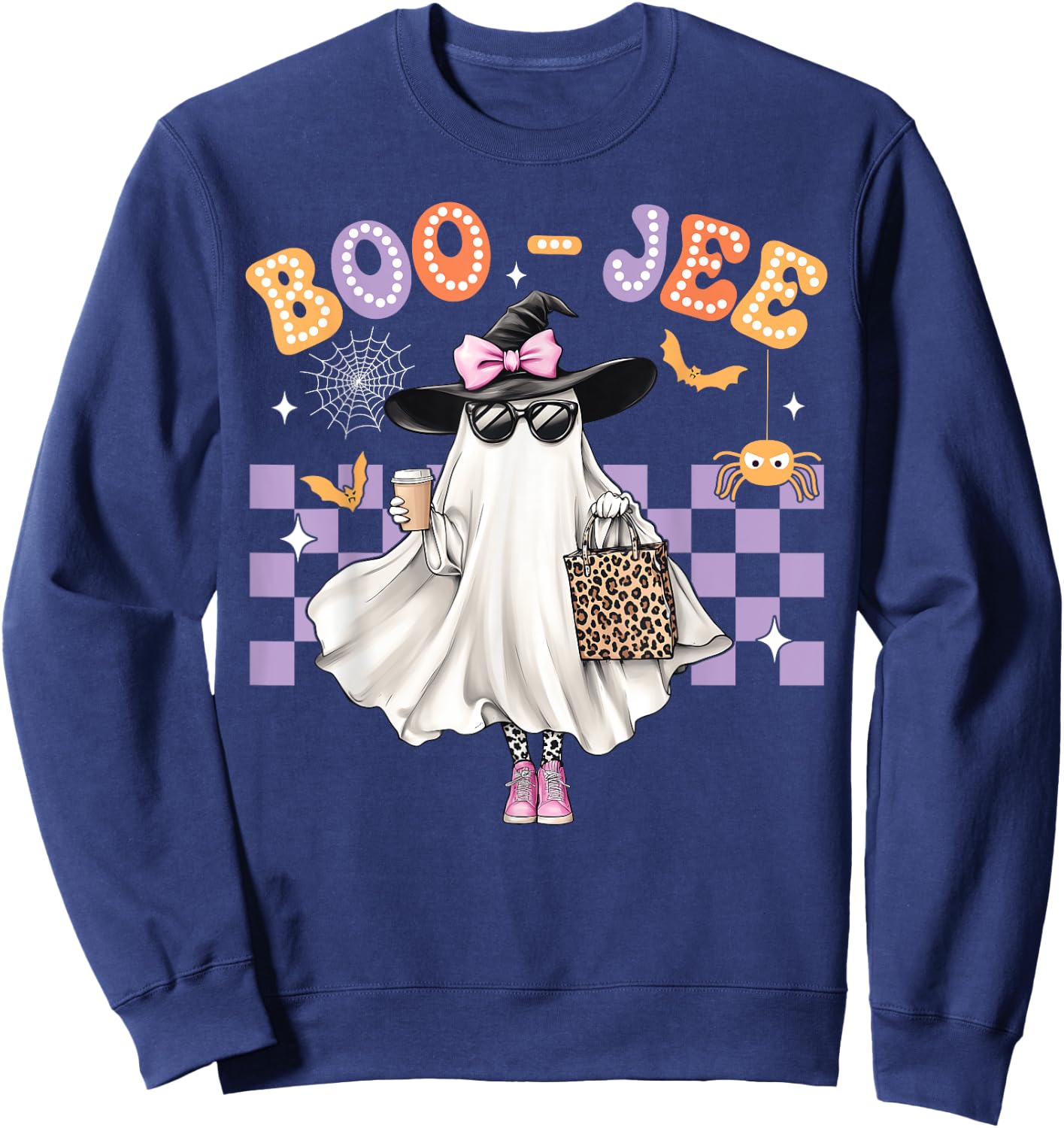 Spooky Season Cute Ghost Funny Halloween Boujee Boo-Jee Sweatshirt - Sweatshirt | Navy