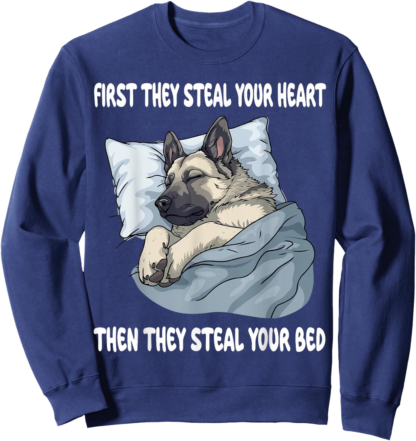 Norwegian Elkhound Sleeping Pajamas Nightgown Sweatshirt - Sweatshirt | Navy