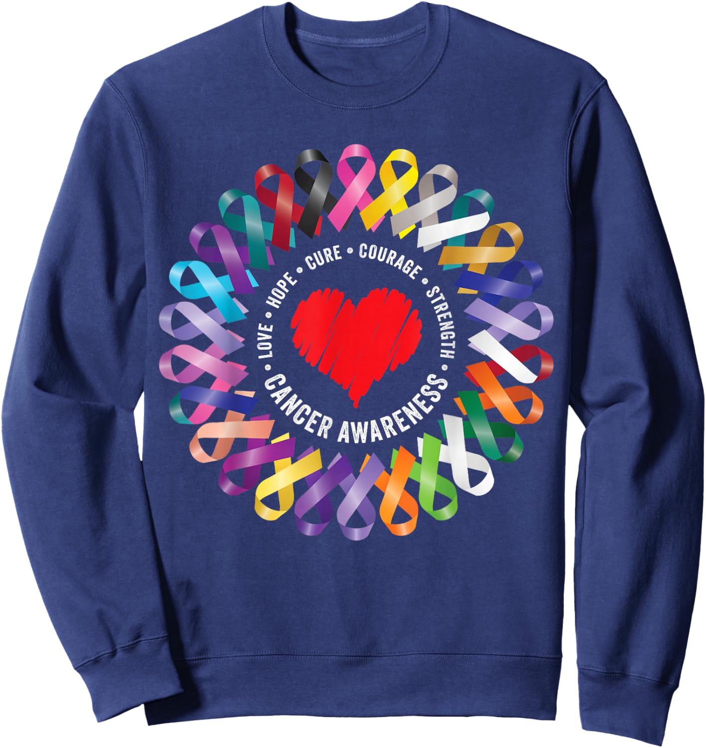 Cancer Awareness , Small, Black Sweatshirt - Sweatshirt | Navy