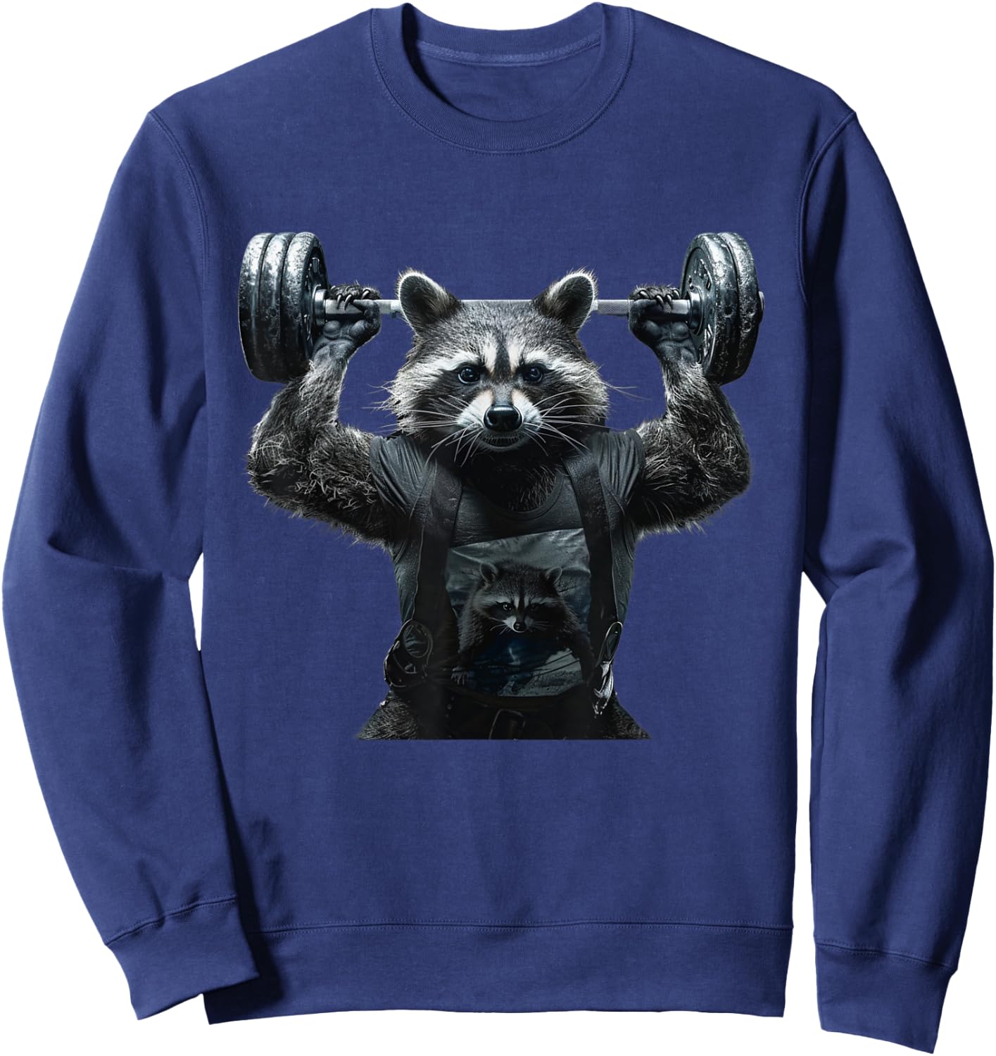 Weightlifting Ripped Raccoon Sweatshirt - Sweatshirt | Navy