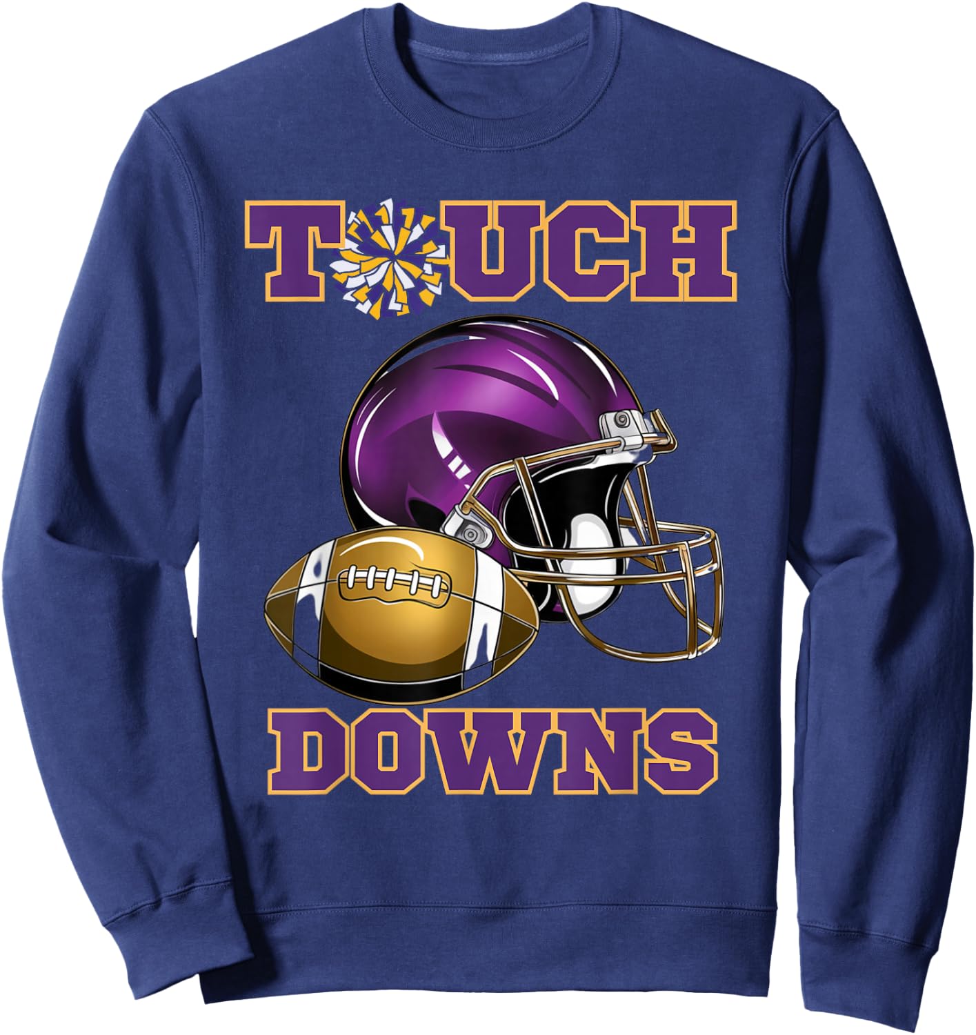 Purple And Gold Football Game Touchdown High School Matching Sweatshirt - Sweatshirt | Navy