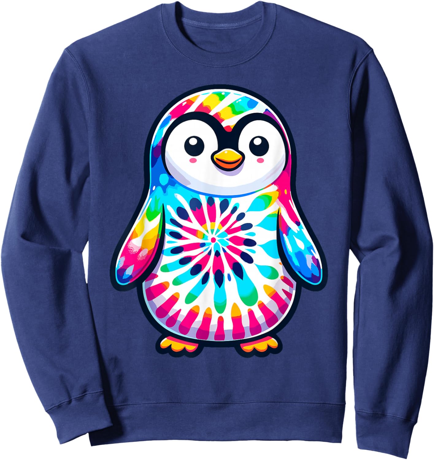 Tie Dye Penguin Lover Shirt Psychedelic Penguin Sweatshirt - Sweatshirt | Navy