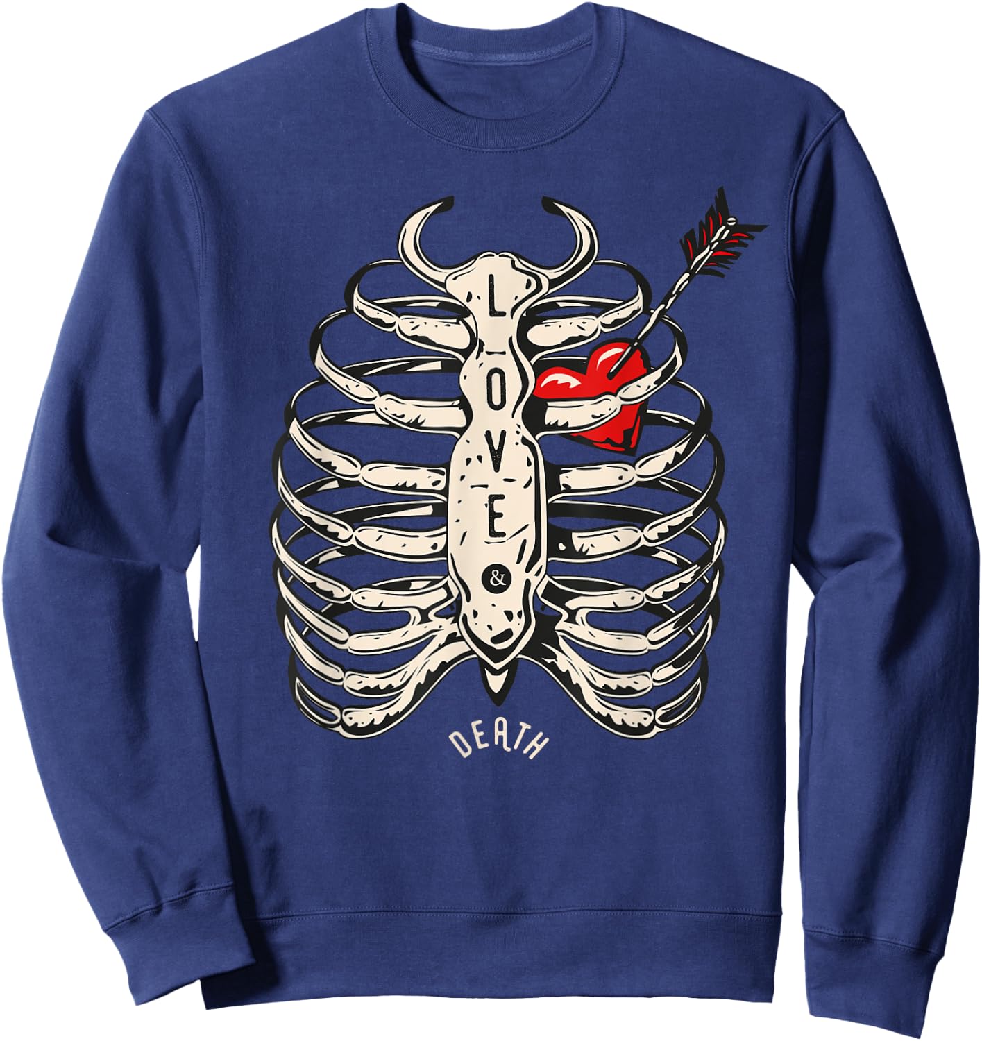 Skeleton Heart Rib Cage Shirt X-Ray Funny Halloween Sweatshirt - Sweatshirt | Navy