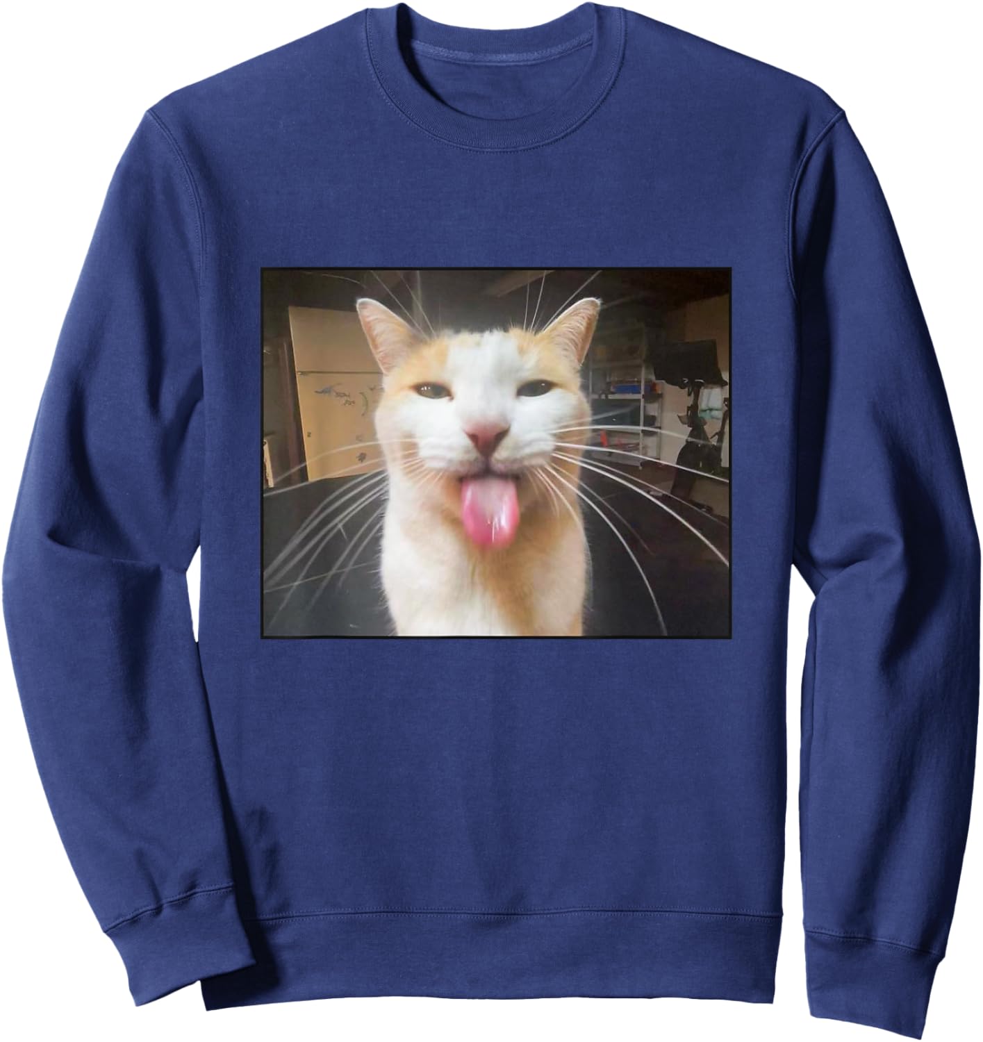 Silly Bleh Cat Meme Sweatshirt - Sweatshirt | Navy