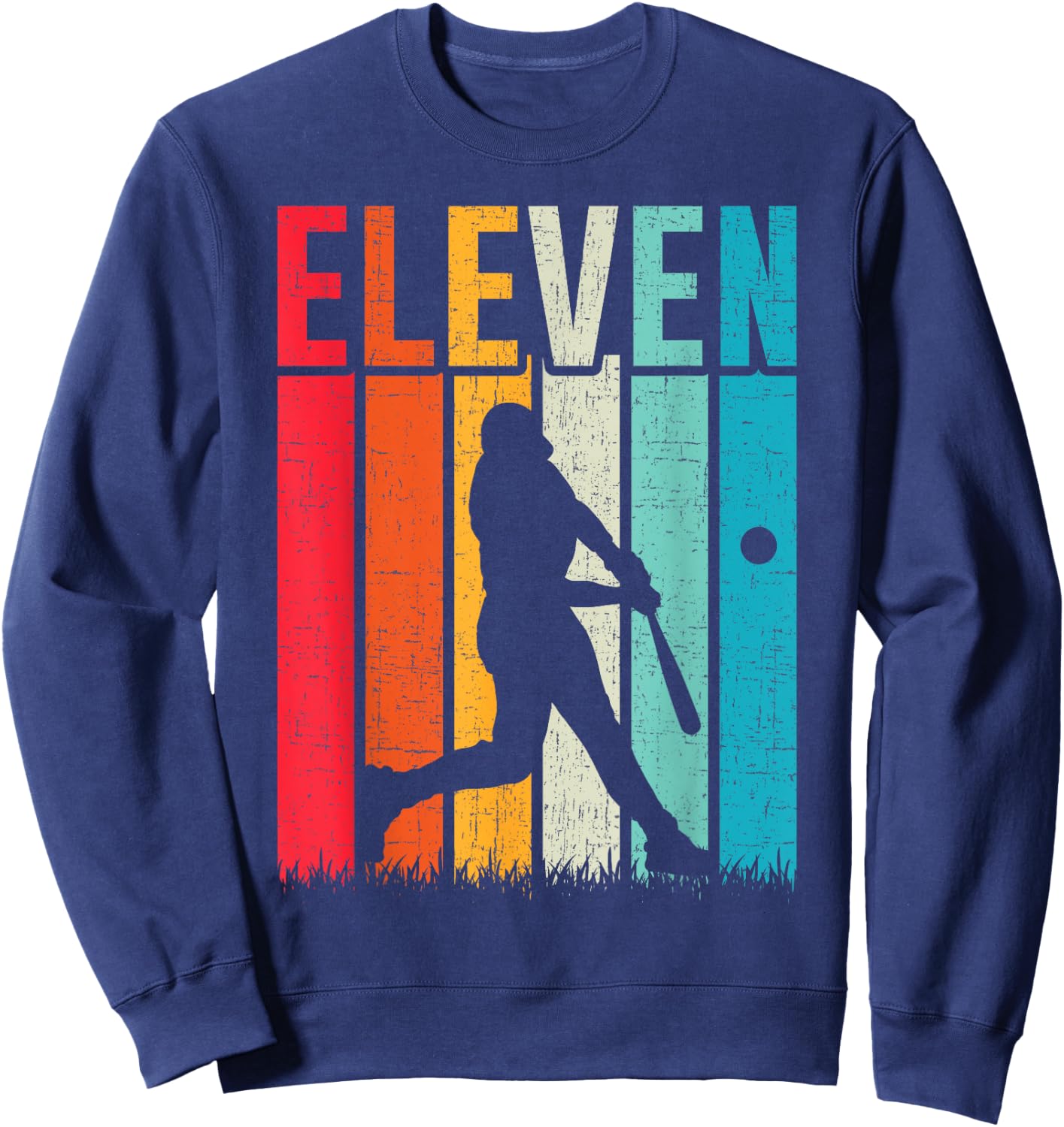 11th Birthday Retro Baseball 11 Years Old Boy Girl Sweatshirt - Sweatshirt | Navy