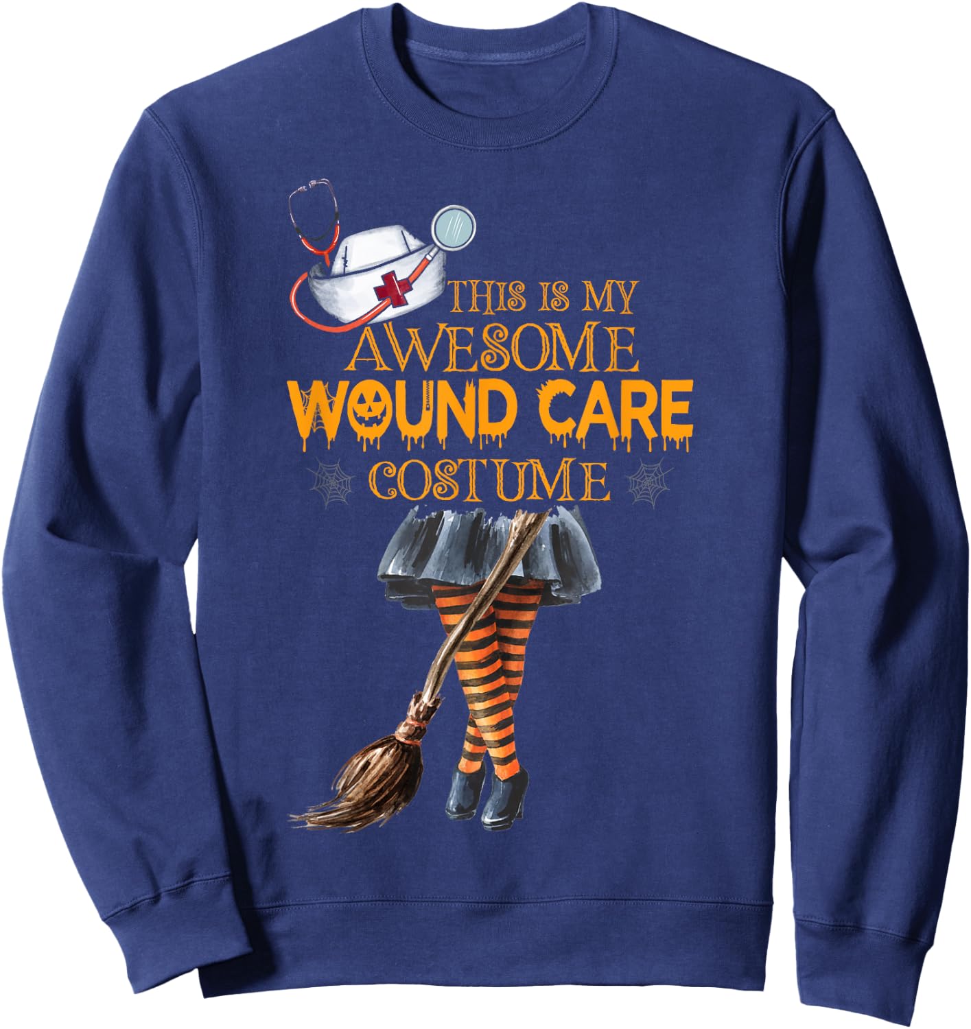 Wound Care Nurse Costume Witch Halloween Nurse Sweatshirt - Sweatshirt | Navy