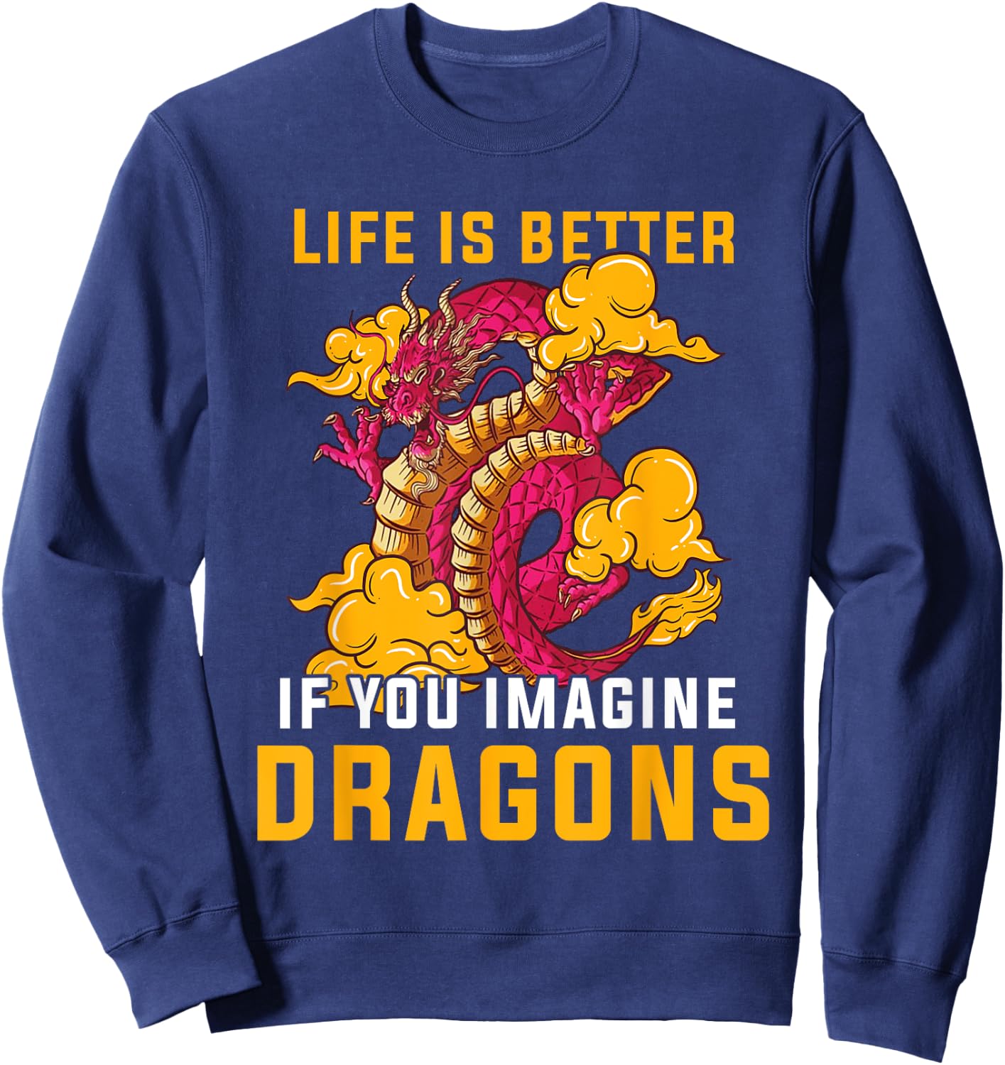Dragon Creature Fire Fantasy Creature Magic Japanese Sweatshirt - Sweatshirt | Navy