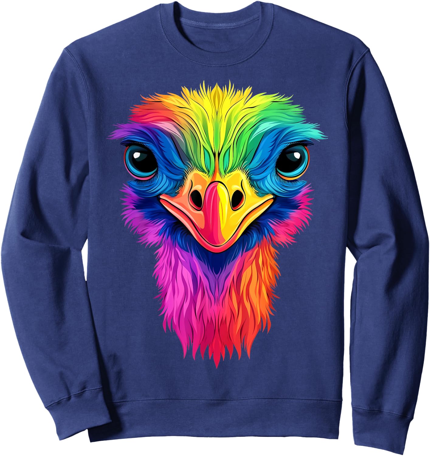 Colorful Ostrich African Wildlife Safari Animals Black Sweatshirt - Sweatshirt | Navy