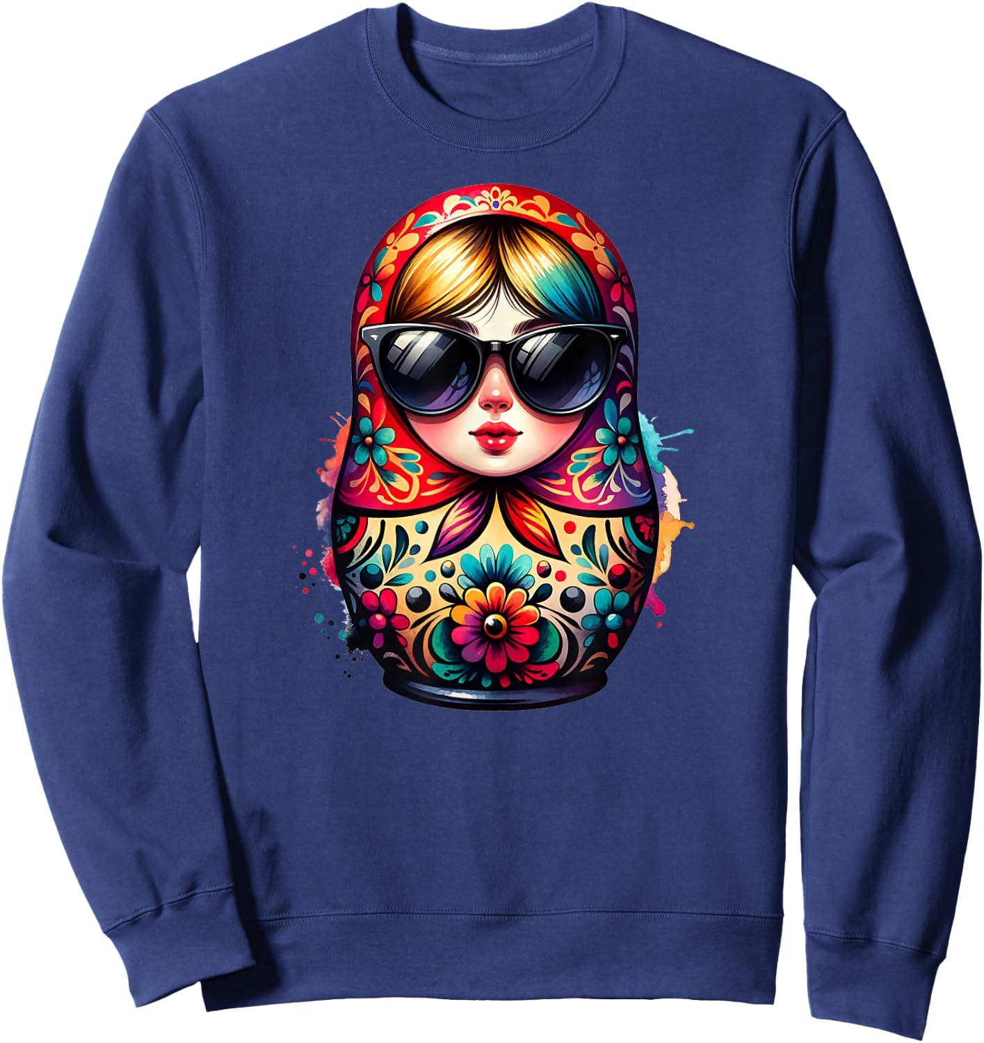 Russian Girl Matreshka Russia Russians Matryoshka Sweatshirt - Sweatshirt | Navy
