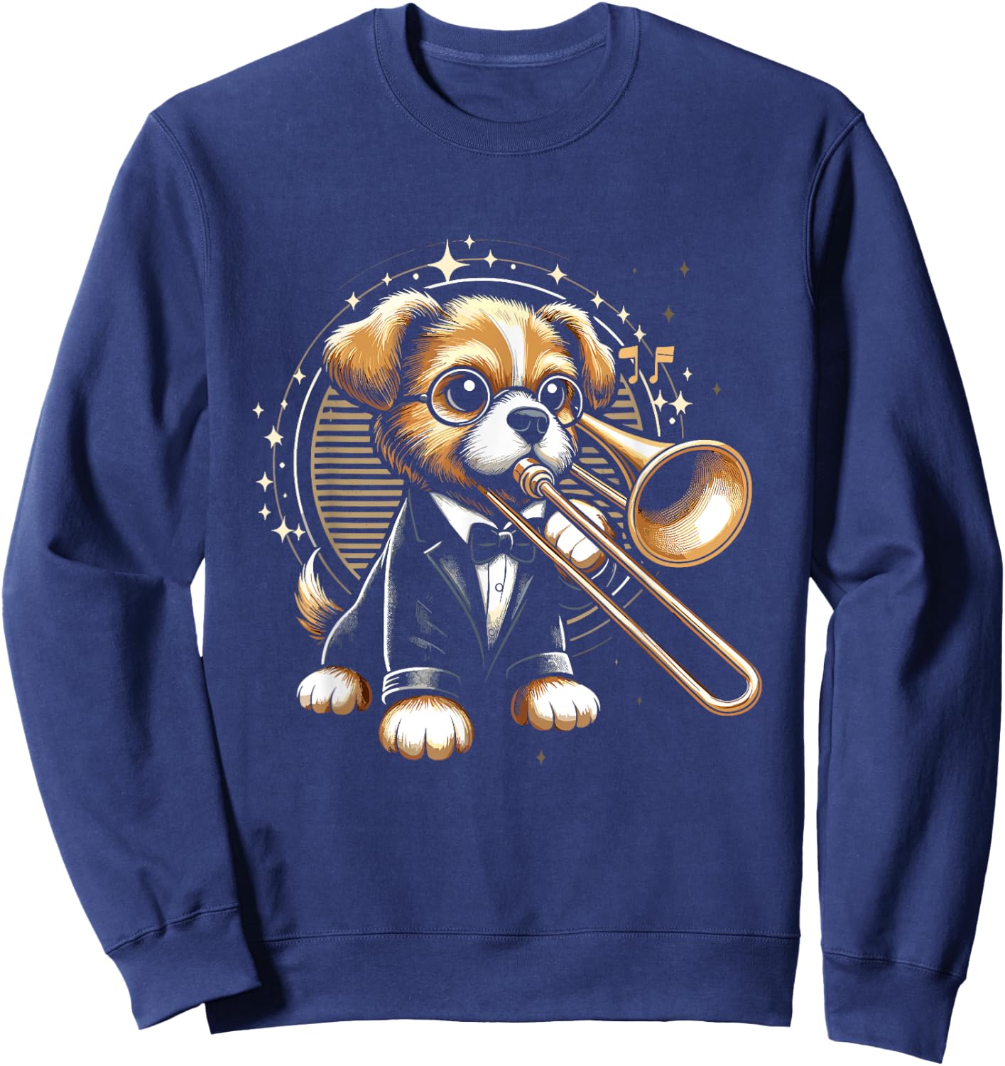 Dog Trombone Player Sweatshirt - Sweatshirt | Navy
