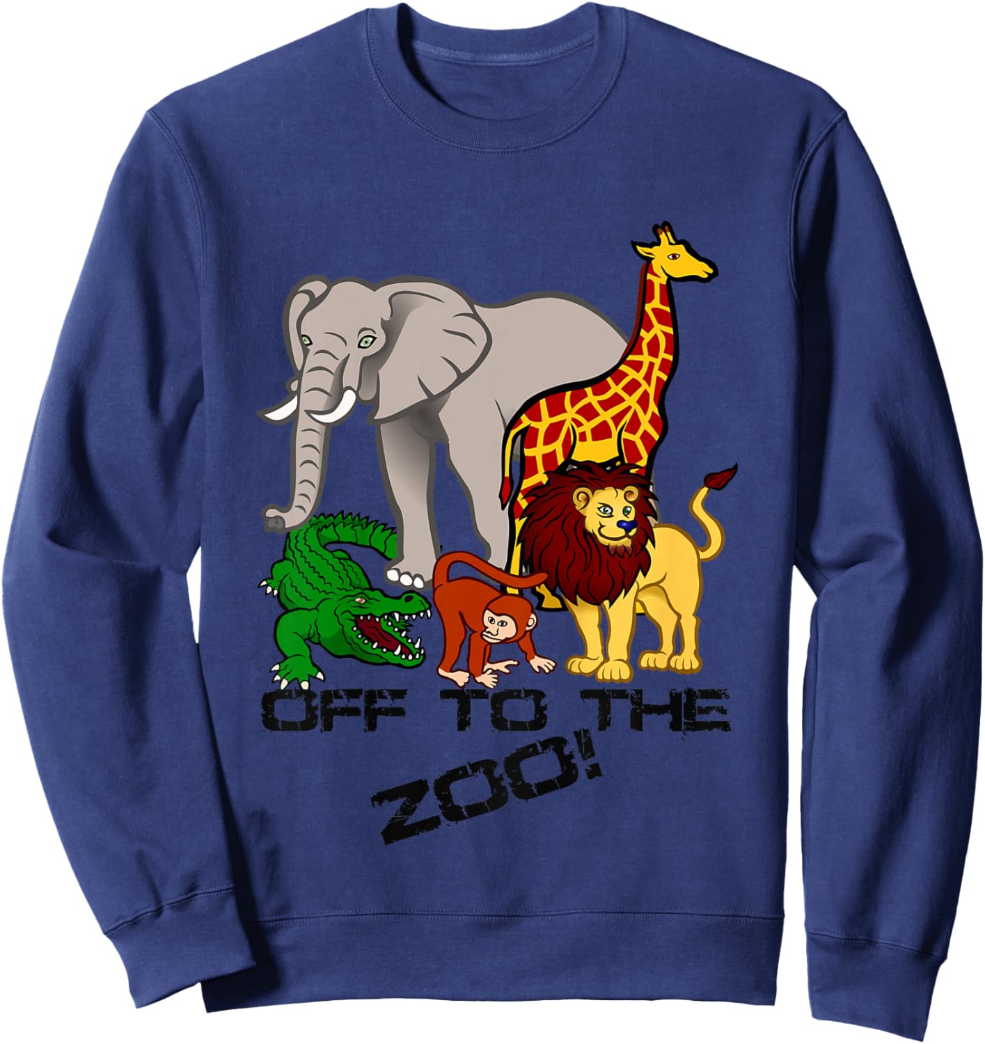 Off To The Zoo Animal Boys Girls Child Trip Vacation Sweatshirt - Sweatshirt | Navy
