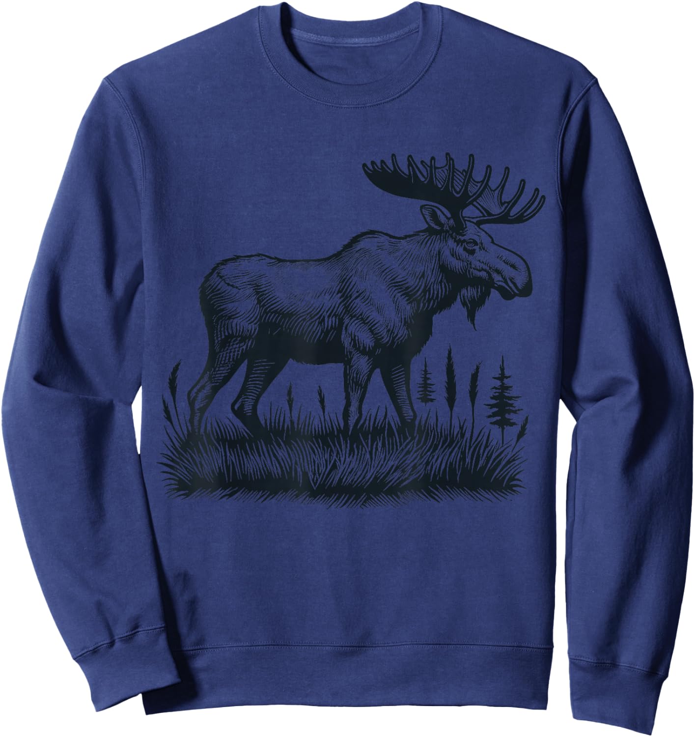 Moose Vintage Animal Moose Sweatshirt - Sweatshirt | Navy