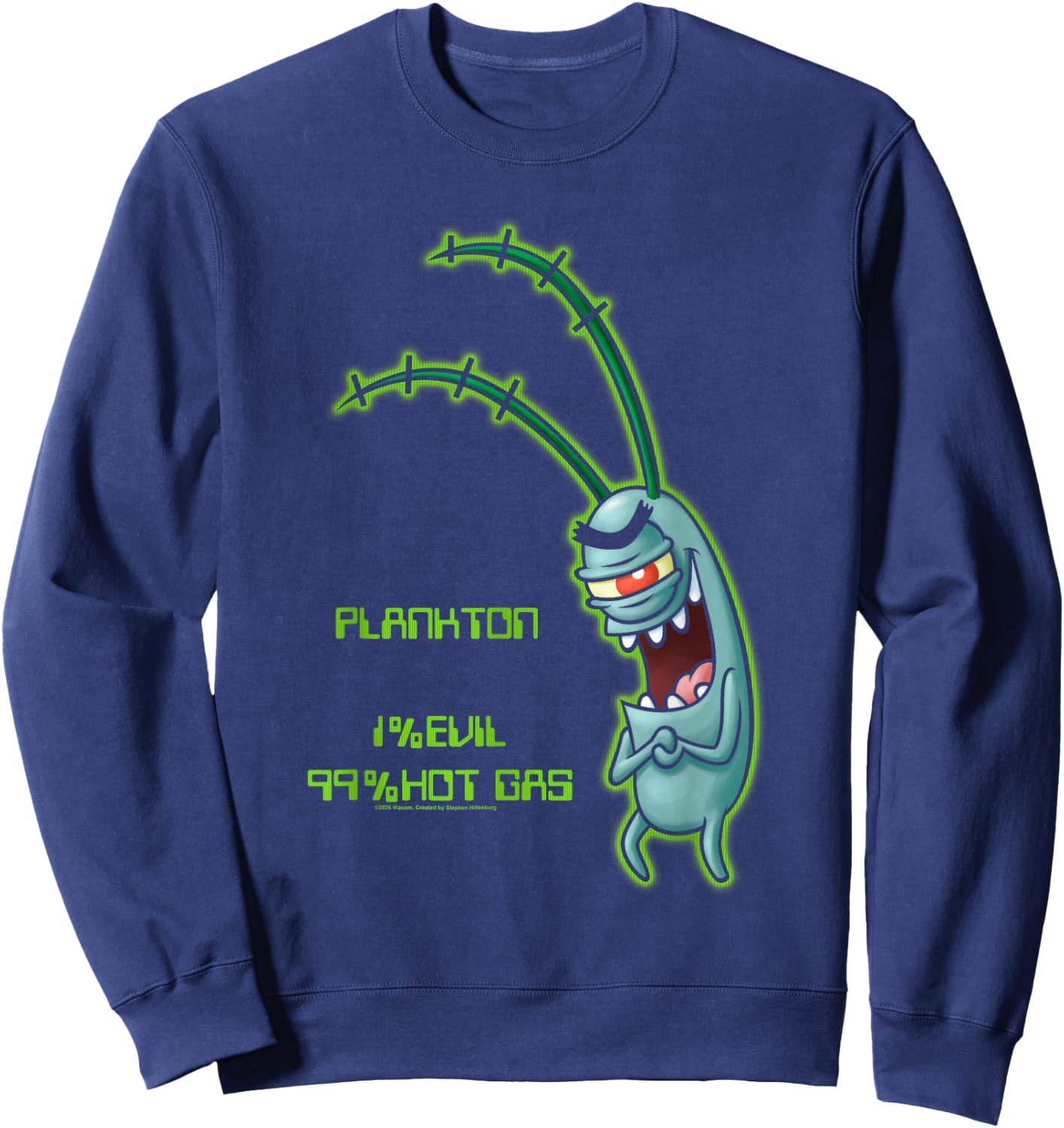 Spongebob Squarepants Plankton Evil Hot Gas Funny Cartoon Sweatshirt - Sweatshirt | Navy