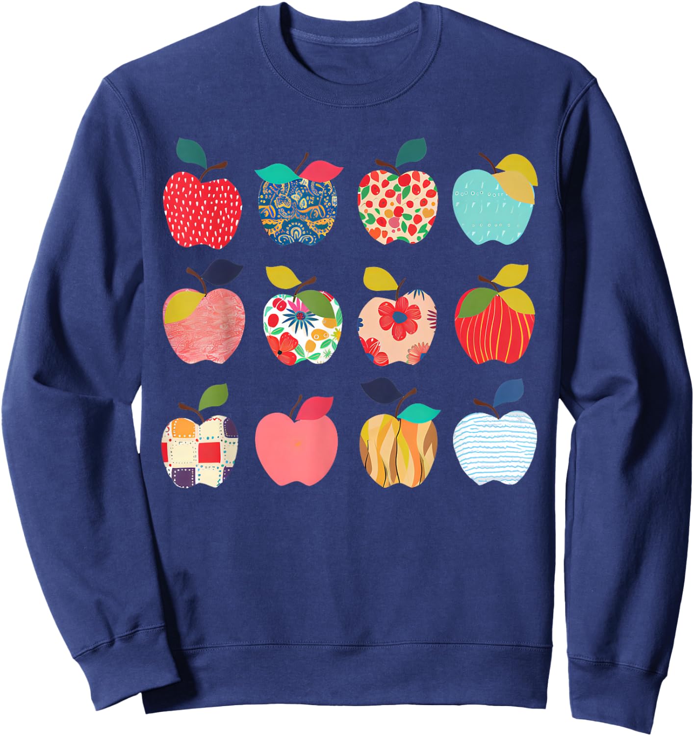 Funny Art Apples Back to School for Teacher Student Sweatshirt - Sweatshirt | Navy