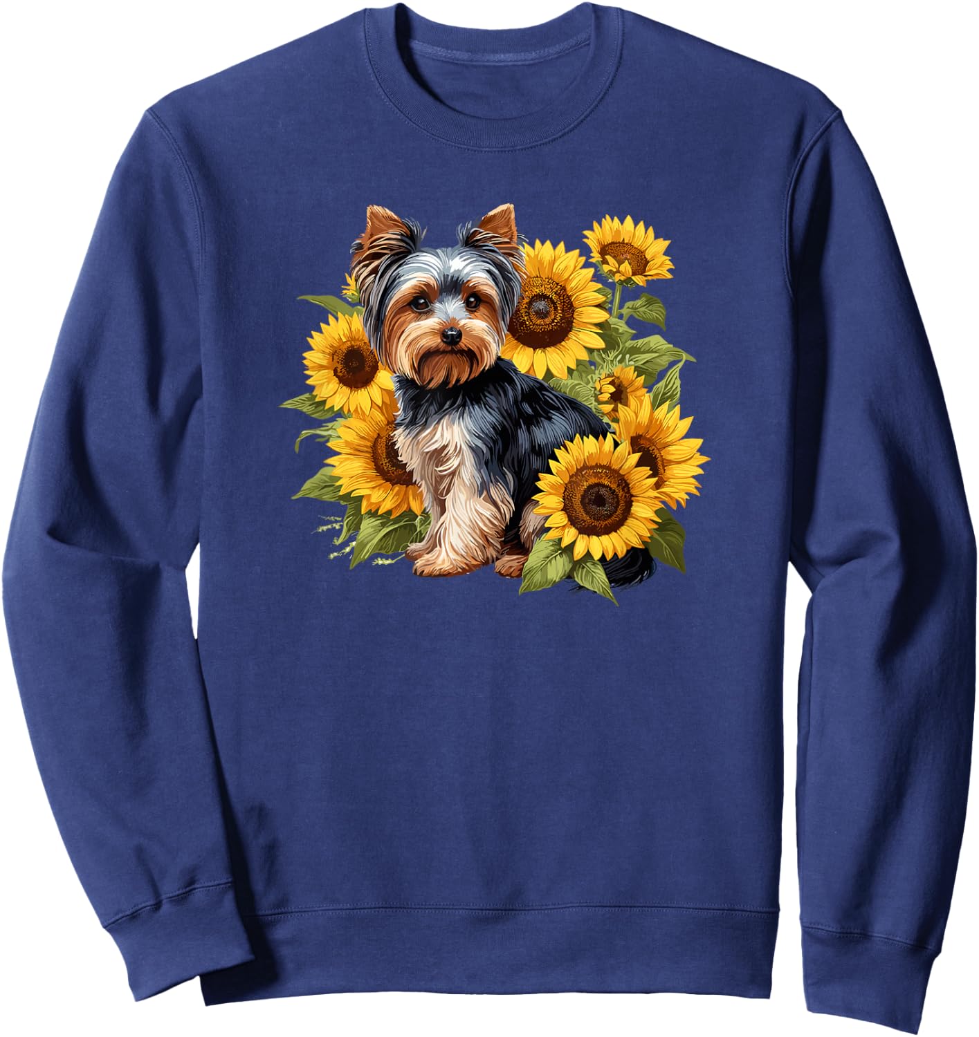 & Girls Cute Sunflowers Yorkie Lover Sweatshirt - Sweatshirt | Navy
