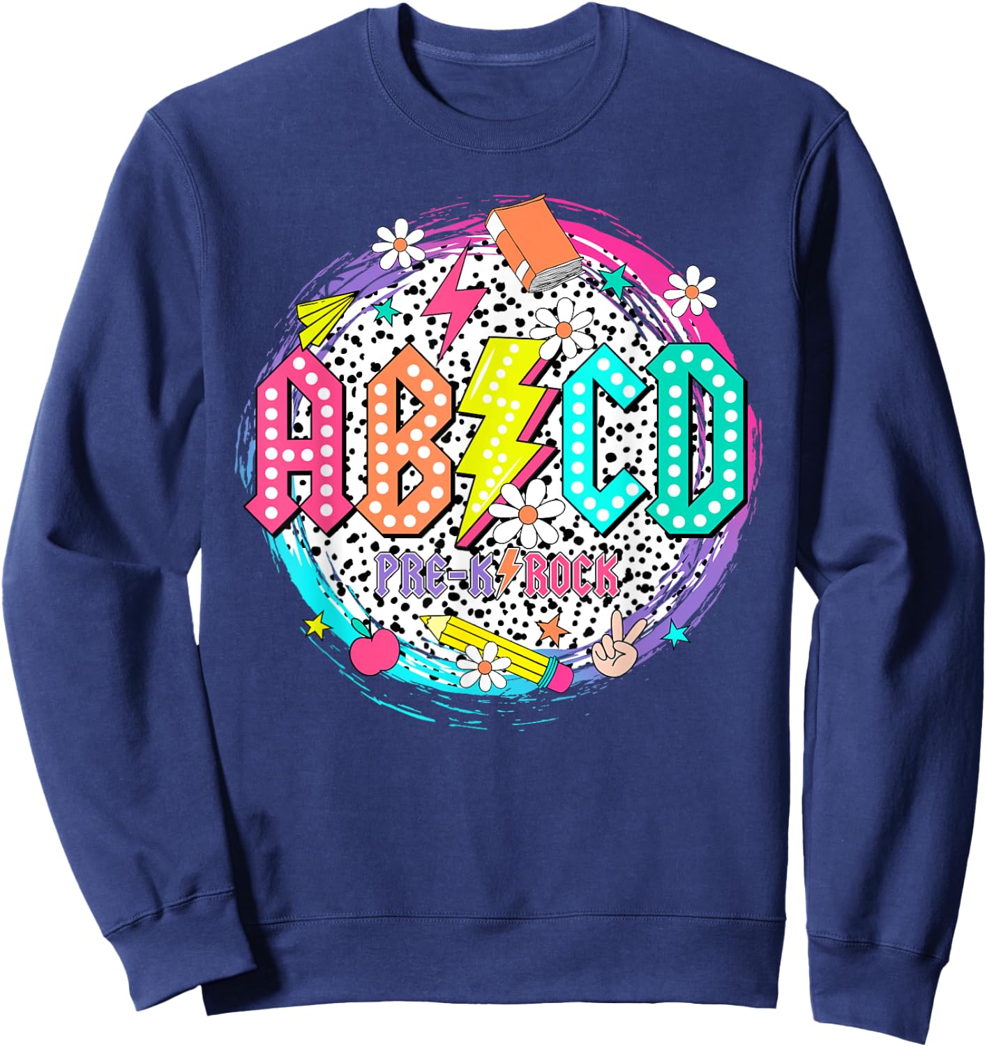 Cute Funny for Prek Teacher ABCD Rock Pre-K Rocks Sweatshirt - Sweatshirt | Navy