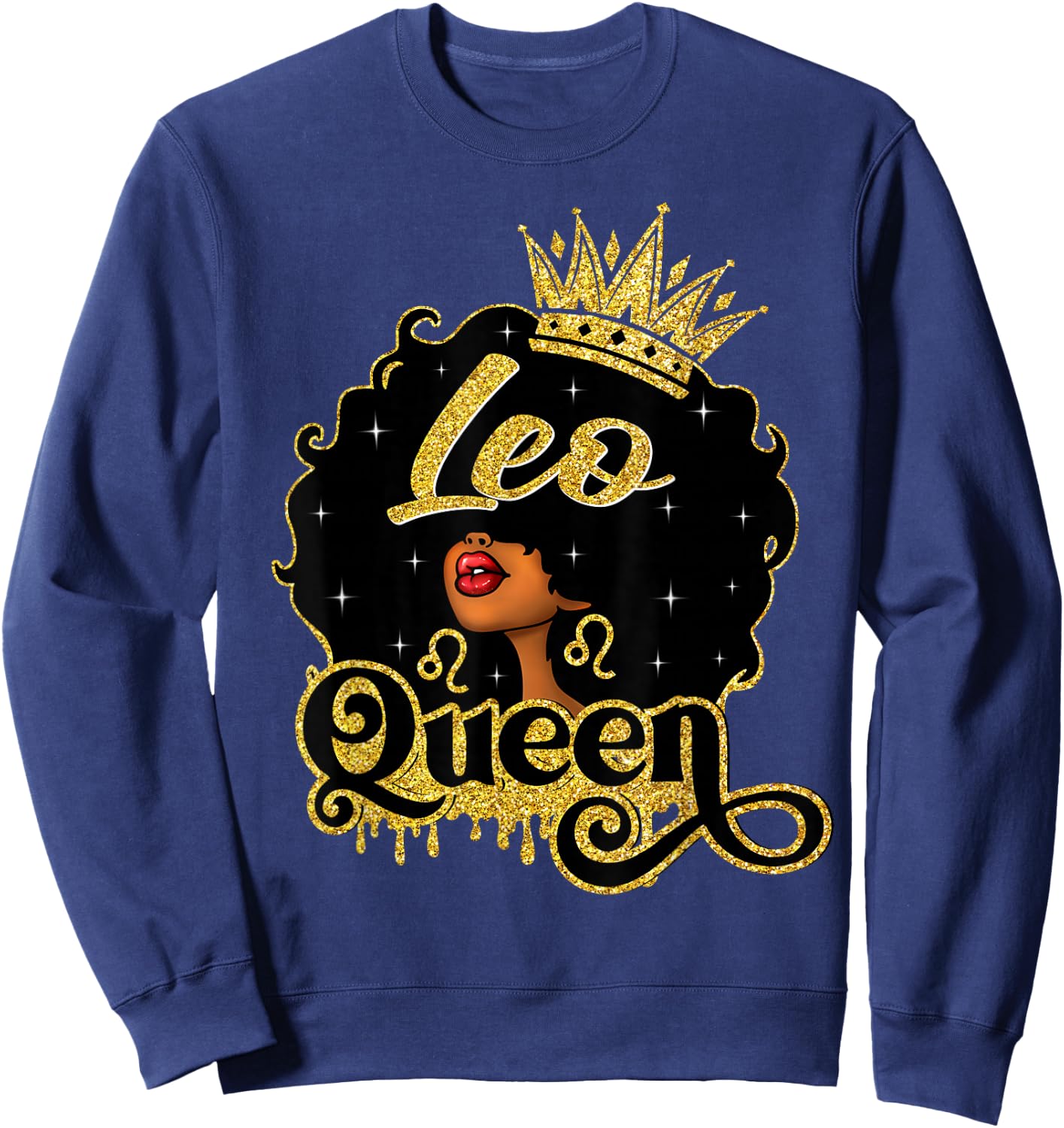 Leo Queen African American Afro Women It's My Birthday Sweatshirt - Sweatshirt | Navy